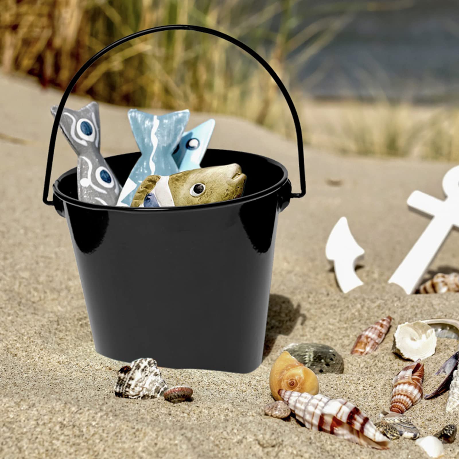 TAKMA Metal Buckets with Handle - 6 Pack 4.3 Inch Small Iron Pail, Easter Bucket,Pencil Holder and