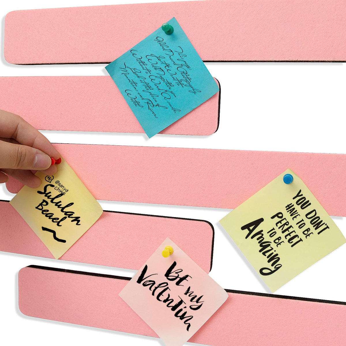 Felt Pin Board Bar Strips Bulletin Board for Bedrooms Offices Home Wall Decoration, Notice Board
