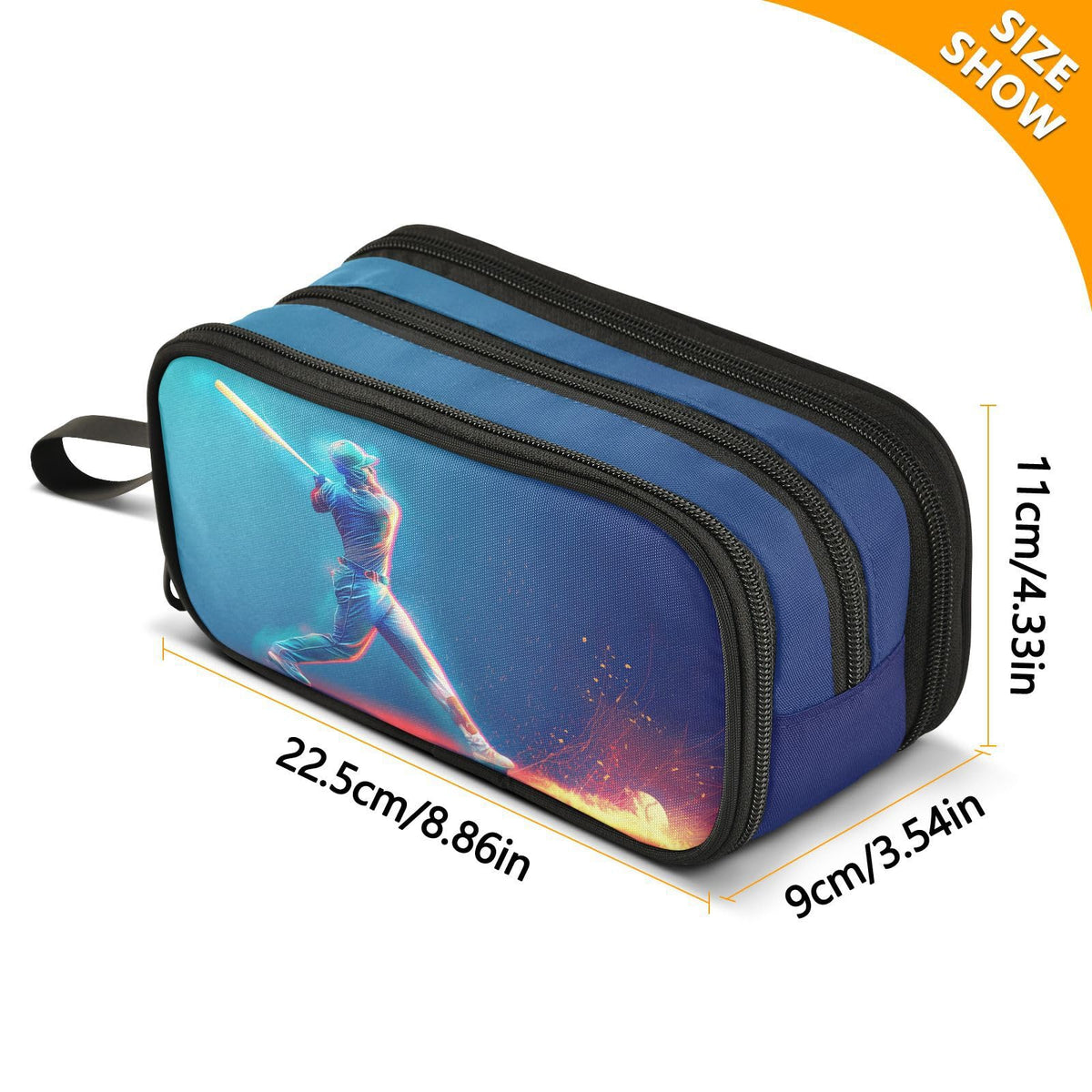 Sletend Pencil Case Baseball Sport 3 Compartments Pencil Pouch