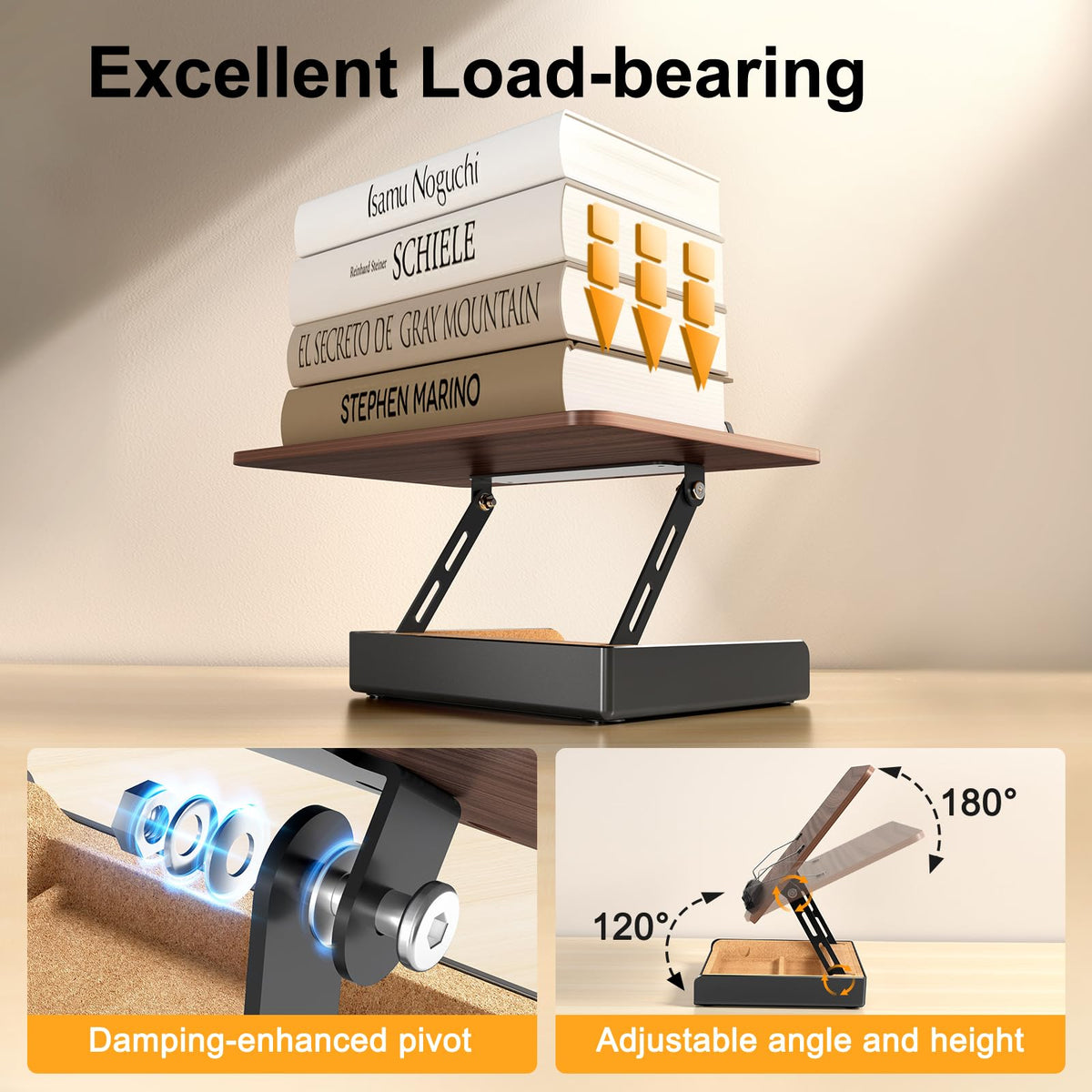 HUMANCOZY Book Stand with Storage, Book Holder for Reading Hands Free