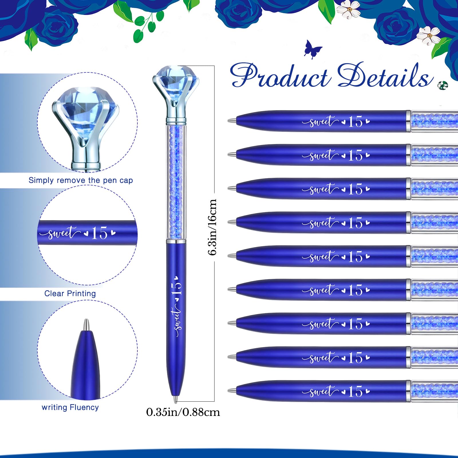 Sayglossy 50 Set Quinceanera Party Favor Sweet Gift, 15th, Navy Blue