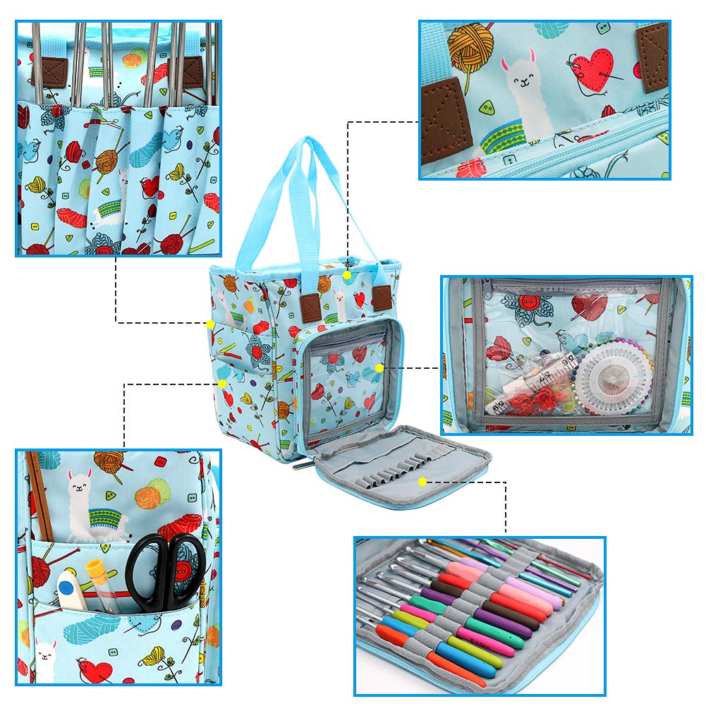 SumDirect Yarn Bag, Knitting Organizer Tote Bag Portable Storage Bag for Yarns, Carrying Projects