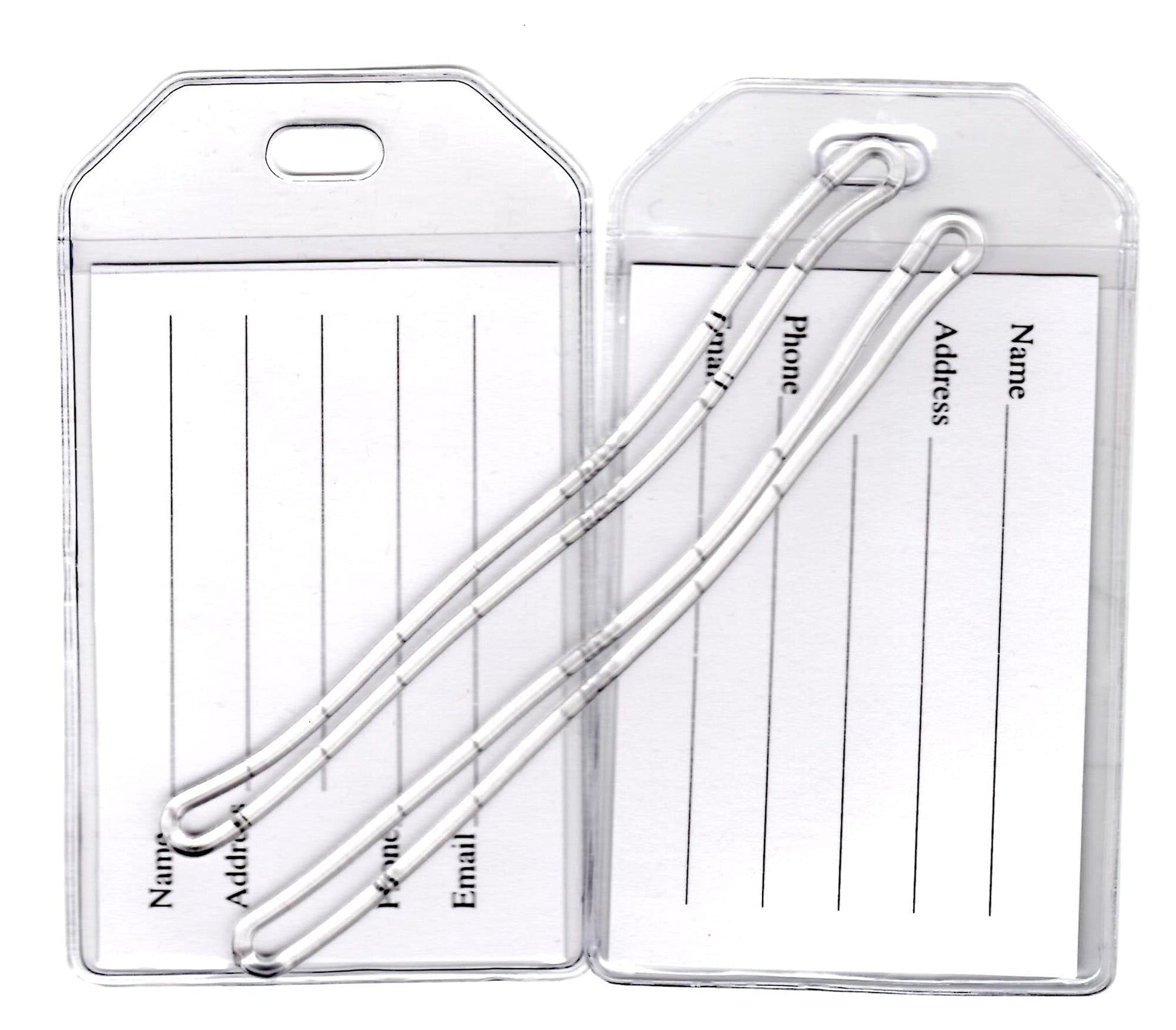 Clear Vinyl Luggage Tags with Loops & Name Cards (Set of 25)