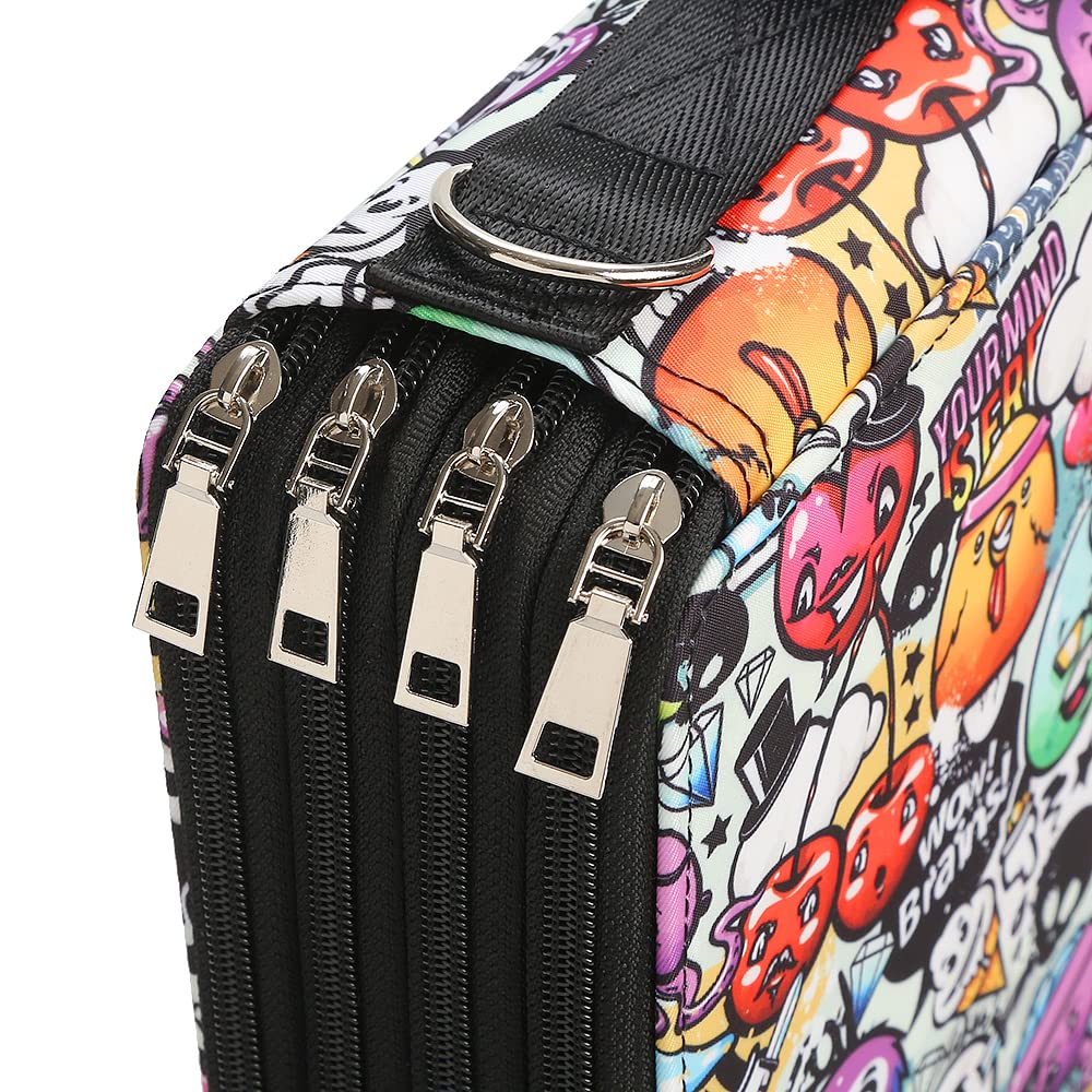 Lbxgap 384 Slots Pencil Case, 4-Layer Organizer with Shoulder Strap