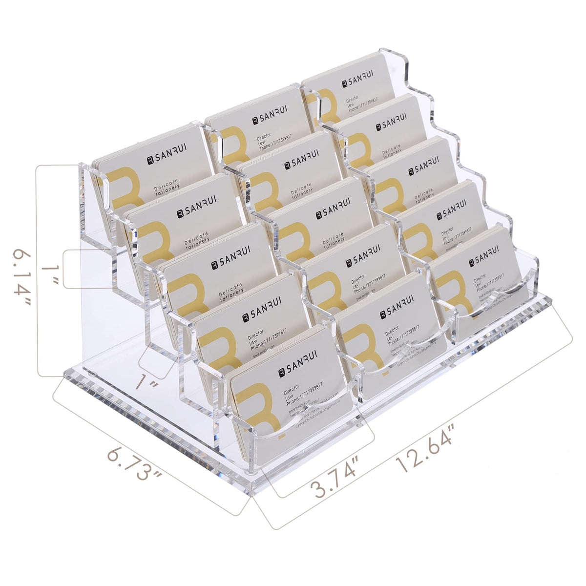 SANRUI Acrylic Business Card Holder, Clear Desk Card Display Stand,15 Slots