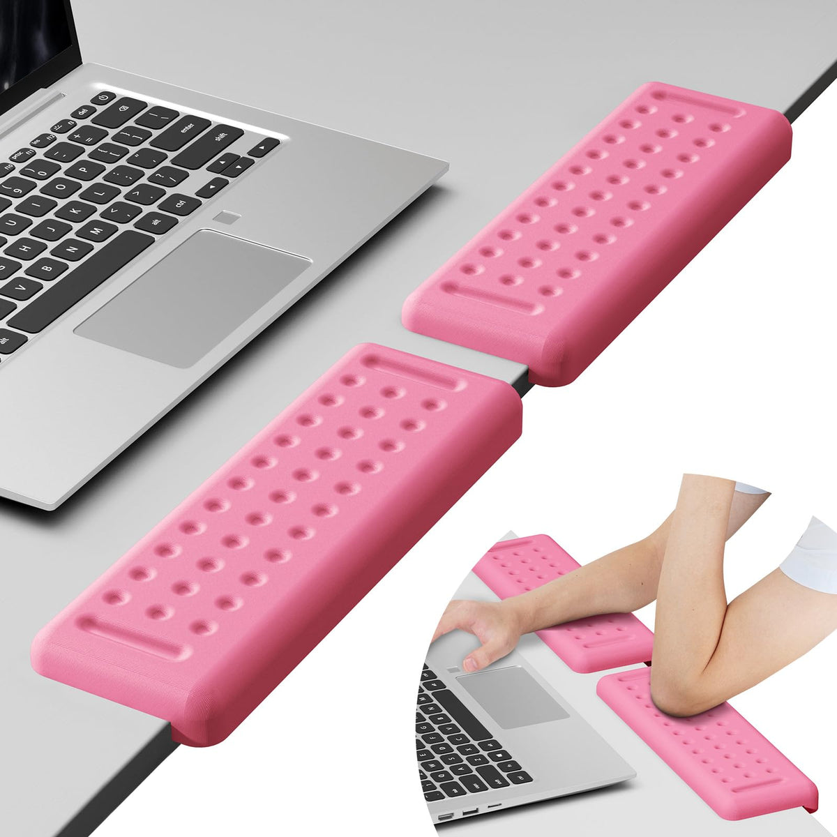 Leolee L-Shaped Desk Elbow Pads for Desk, Pink Memory Foam Arm Rest