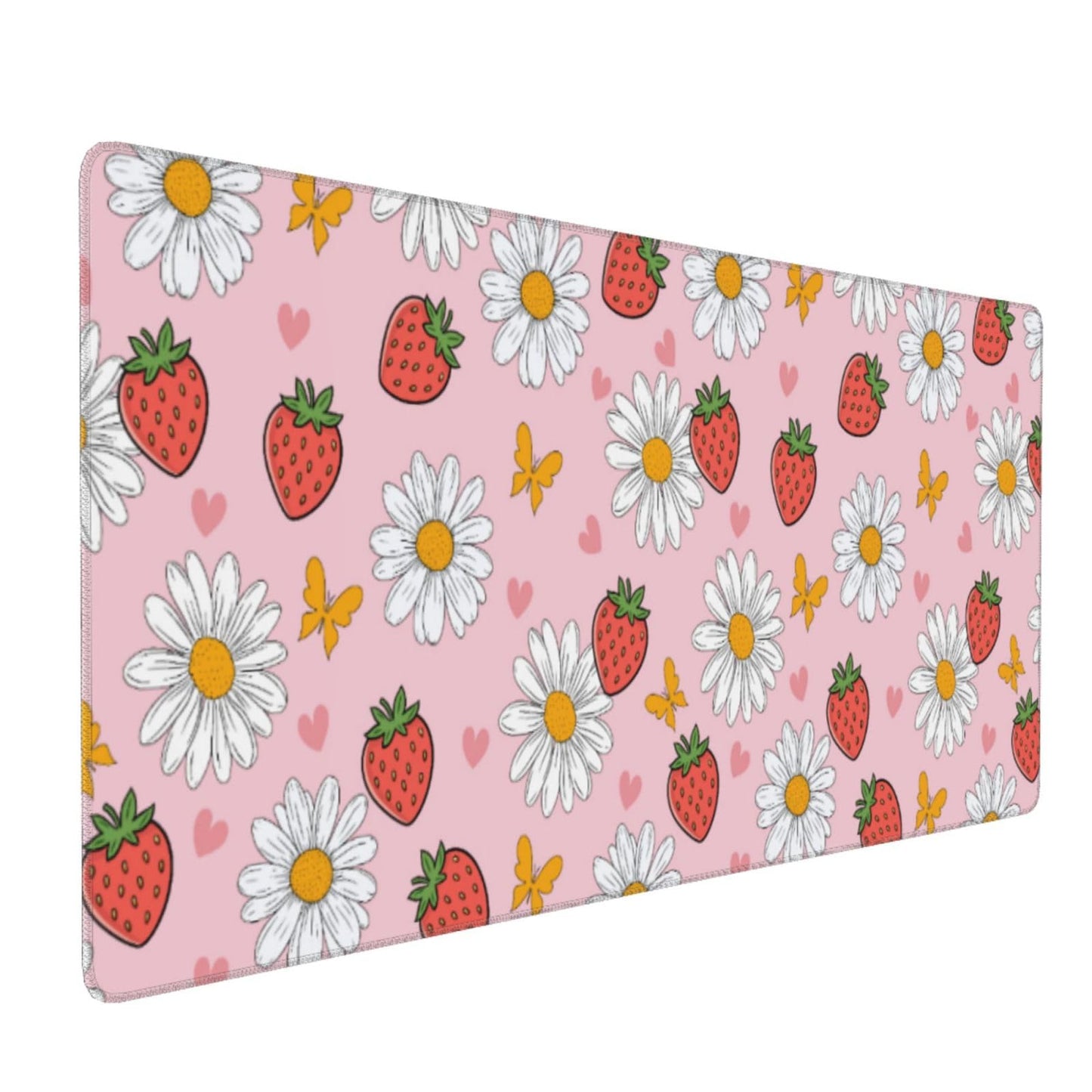 Cute Strawberry Extended Gaming Mouse Pad XXL Pink Cute Desk Mat Kawaii Pink Large Mouse Pad