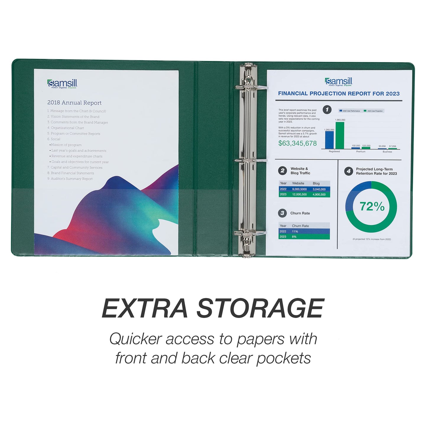 Samsill Durable 1.5 inch 3 Ring Binder, D Ring Binder, 100% Recycled Chipboard, Basis Assortment, 4