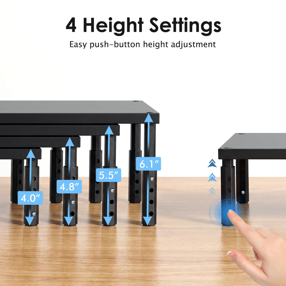 ECOLOVI Adjustable Wood Computer Monitor Stand Riser, Office Desk Organizer and Accessories for