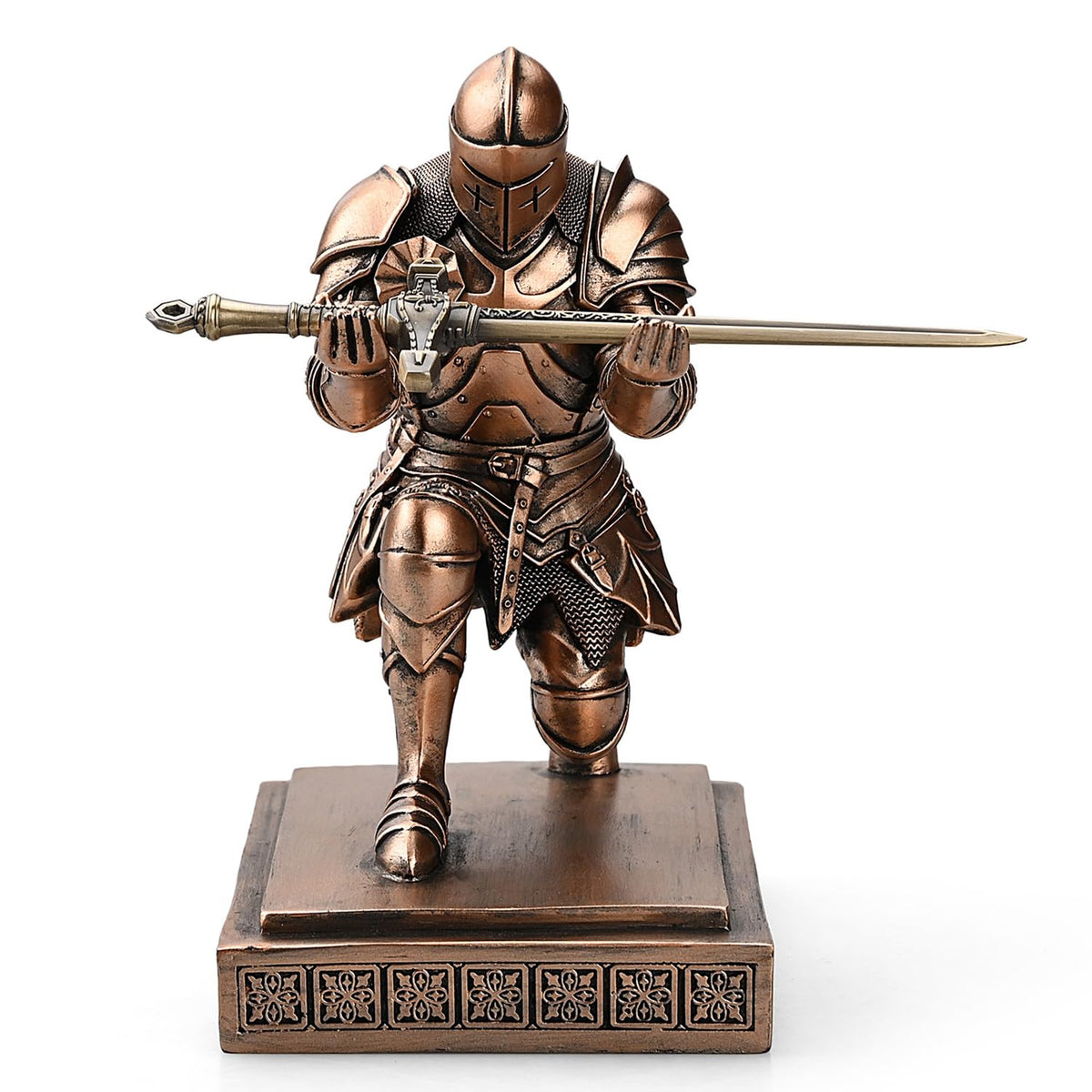 Medieval Warrior Knight Pen Holder Fun Desk Accessories Paperweight Copper