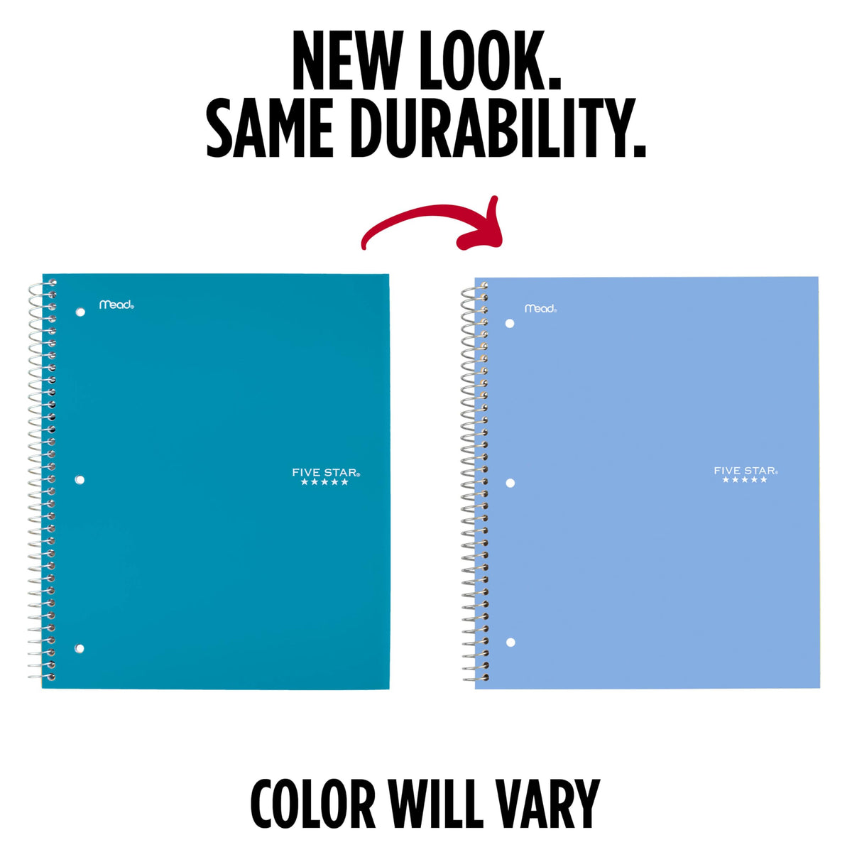 Five Star Spiral Notebook + Study App, 5 Subject, Wide Ruled Paper, 8" x 10-1/2", 200 Sheets