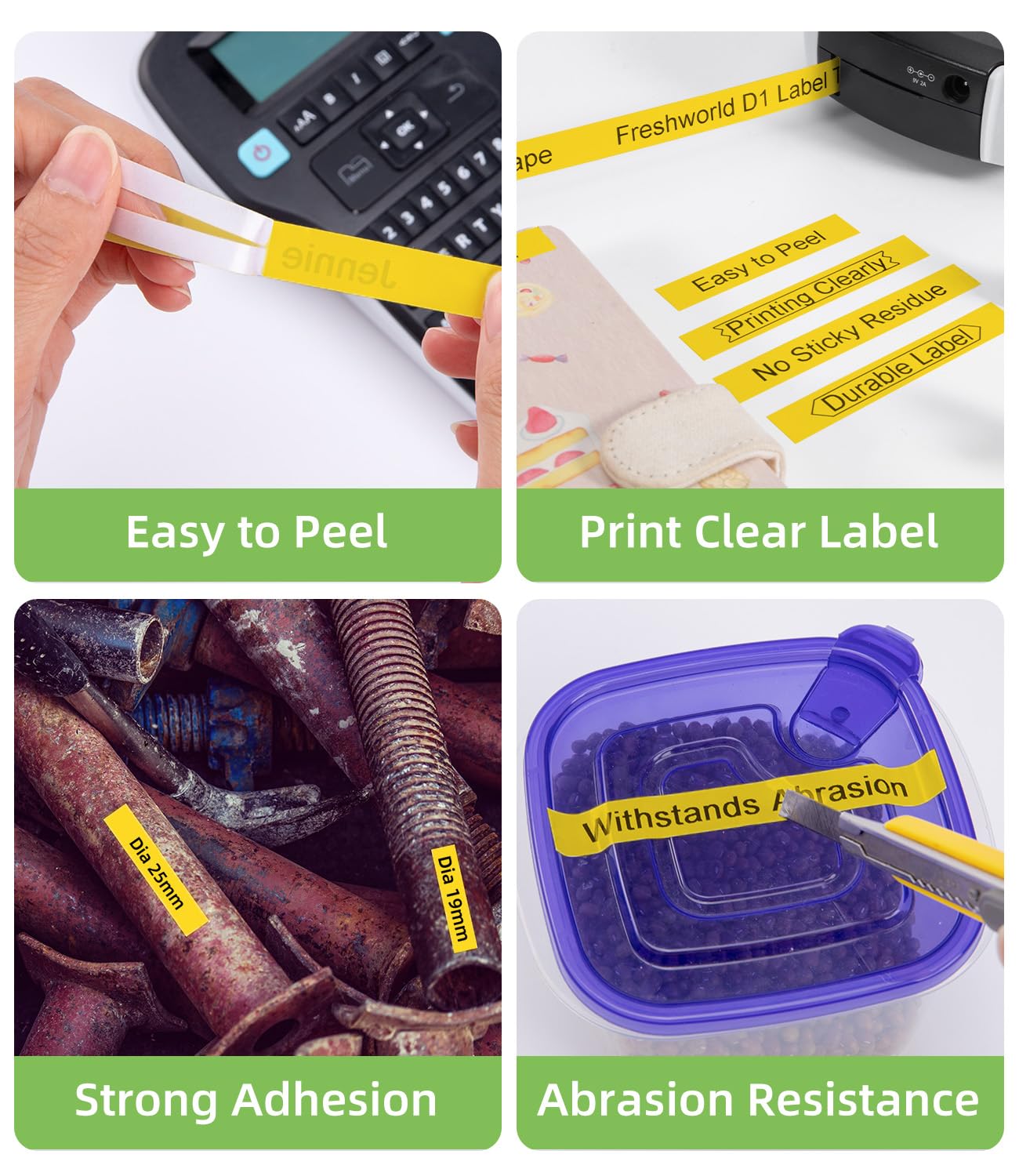 6-Pack Replace for DYMO Label Maker Refills D1 1/2 Inch x 23Ft Yellow 45018