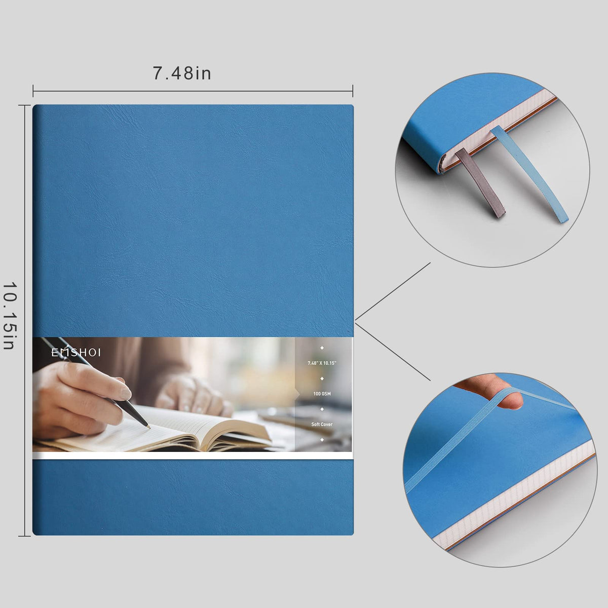 EMSHOI Lined Journal Notebook, 204 Numbered Pages, B5 Size (7.5'' x 10'')