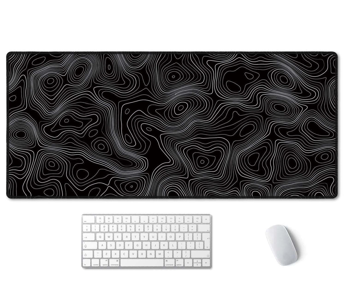 SSOIU Black Topographic Extended Gaming Mouse Pad XXL ArtSo Large Keyboard Mat Long Mousepad Desk