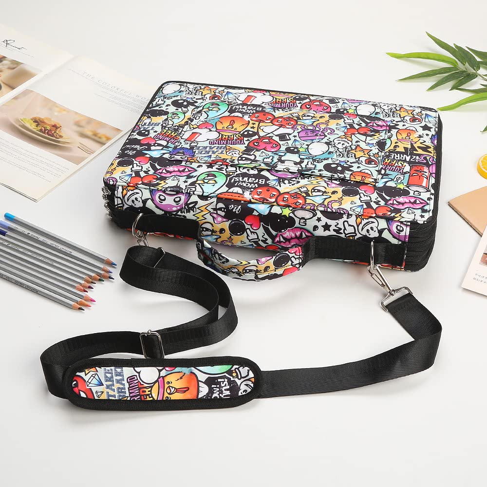 Lbxgap 384 Slots Pencil Case, 4-Layer Organizer with Shoulder Strap