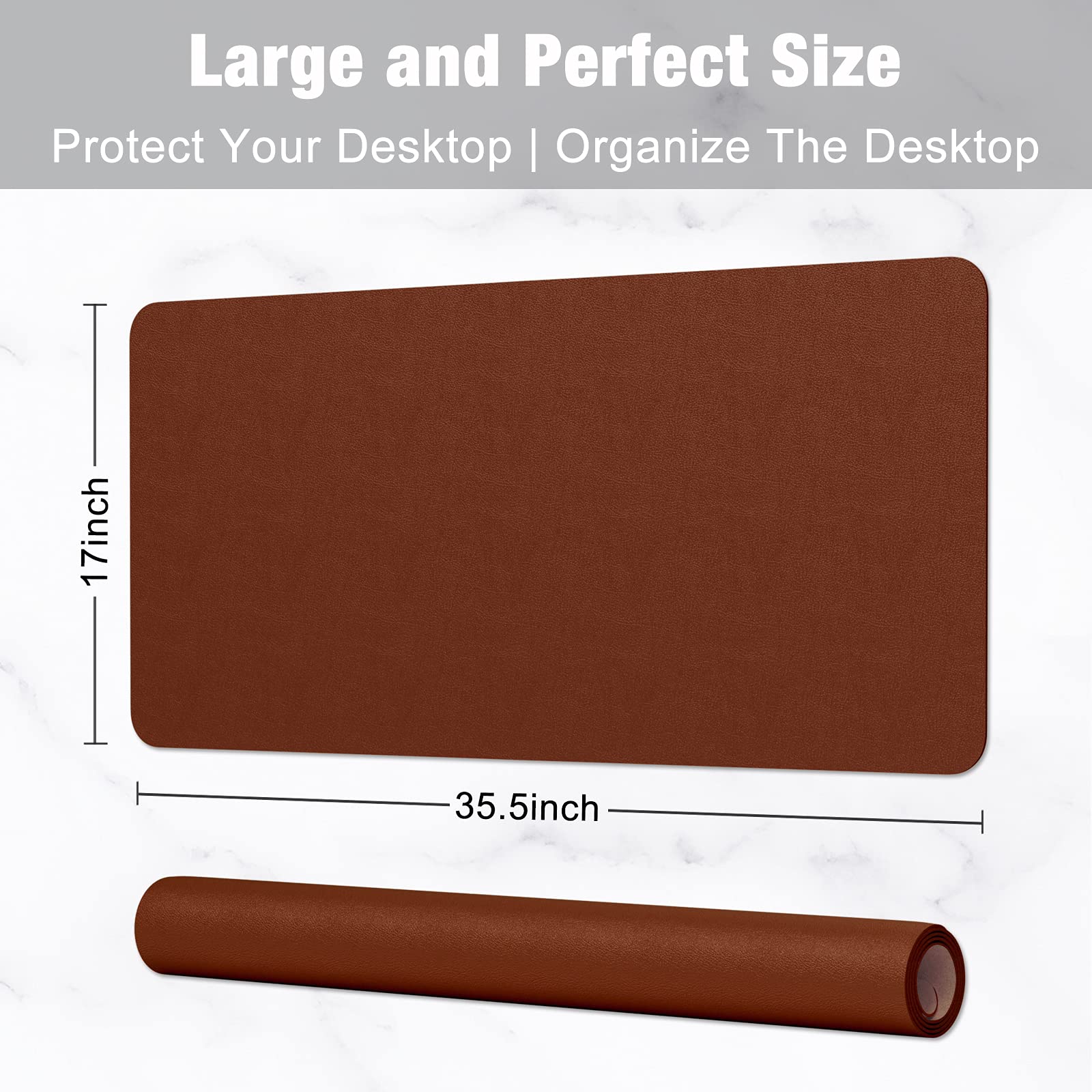 Hsurbtra Desk Pad, 35.5" x 17" PU Leather Desk Mat, XXL Extended Mouse Pad, Waterproof Desktop