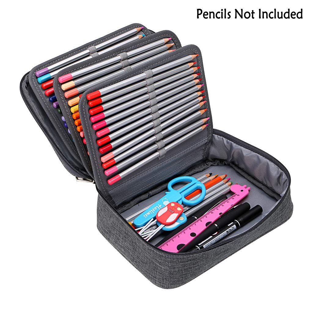 BTSKY® High Capacity Zipper Pens Pencil Case- Multi-Functional Stationery Pencil Pouch 72 Slots