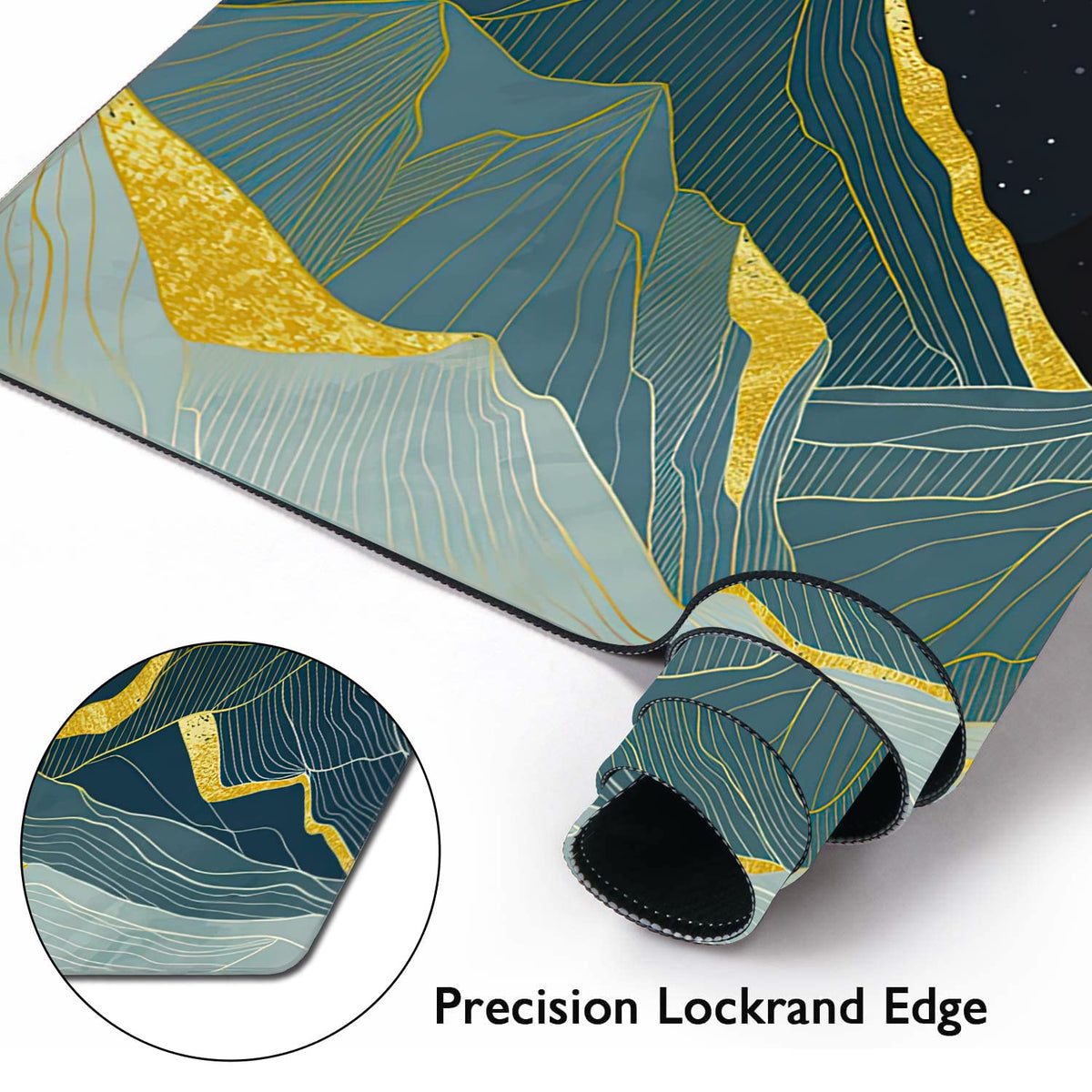 Golden Line Art Mountain at Night Large Mouse Pad Extended Gaming Mouse Pad Waterproof Desk Mat