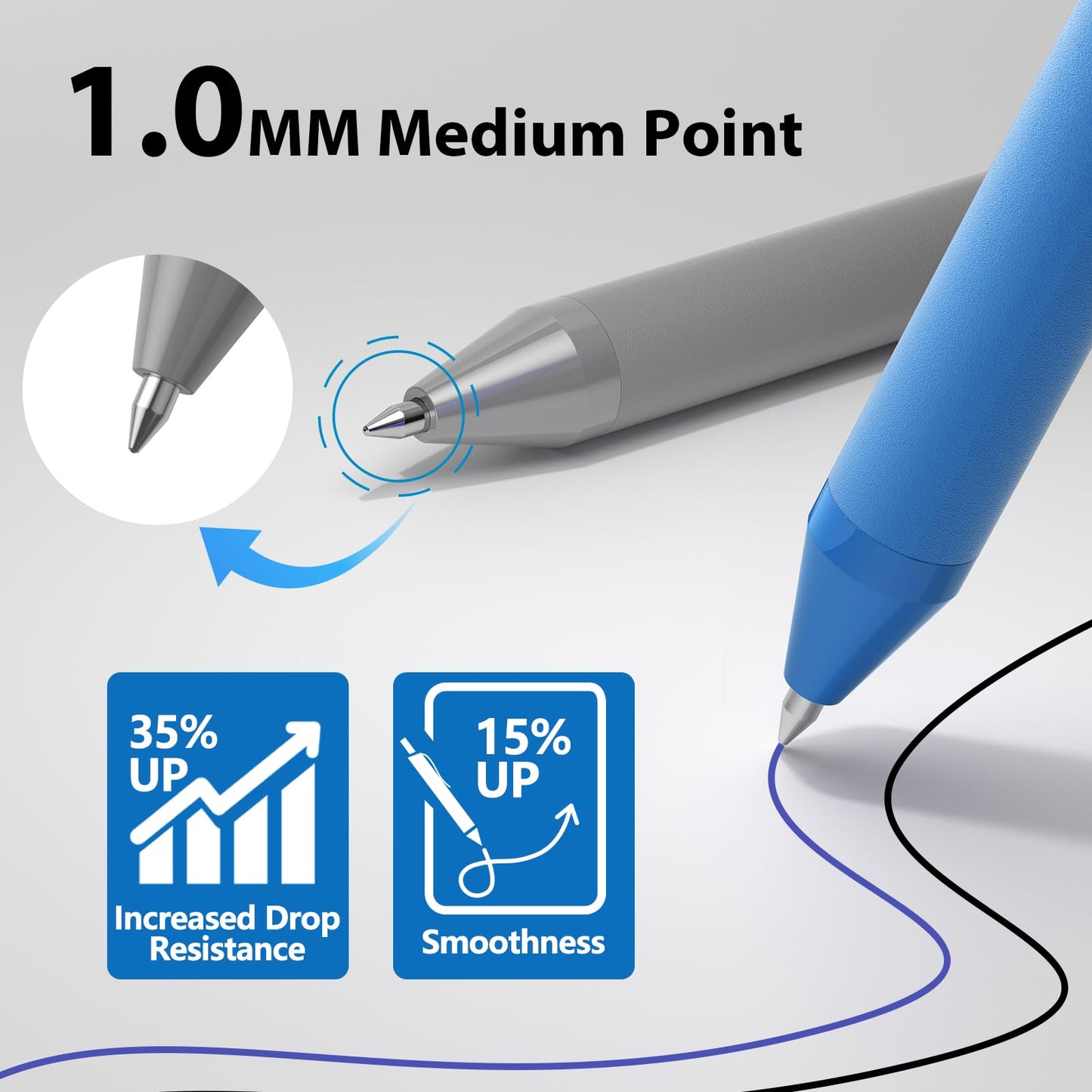 JIMMIDDA 107 Pcs Ballpoint Pens Bulk, Blue & Black Ink Smooth Long-Lasting