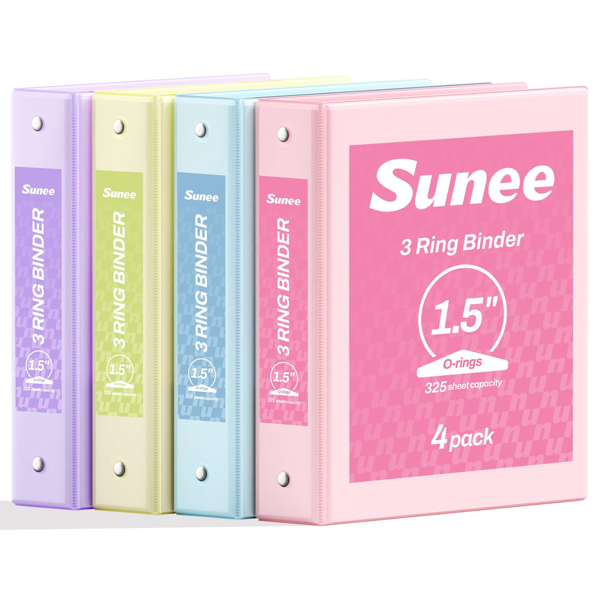 SUNEE 1.5 Inch Binders 3 Ring 4 Pack, Clear View 1 1/2 Inch Binders Three Ring PVC-Free (Fit 8.5x11