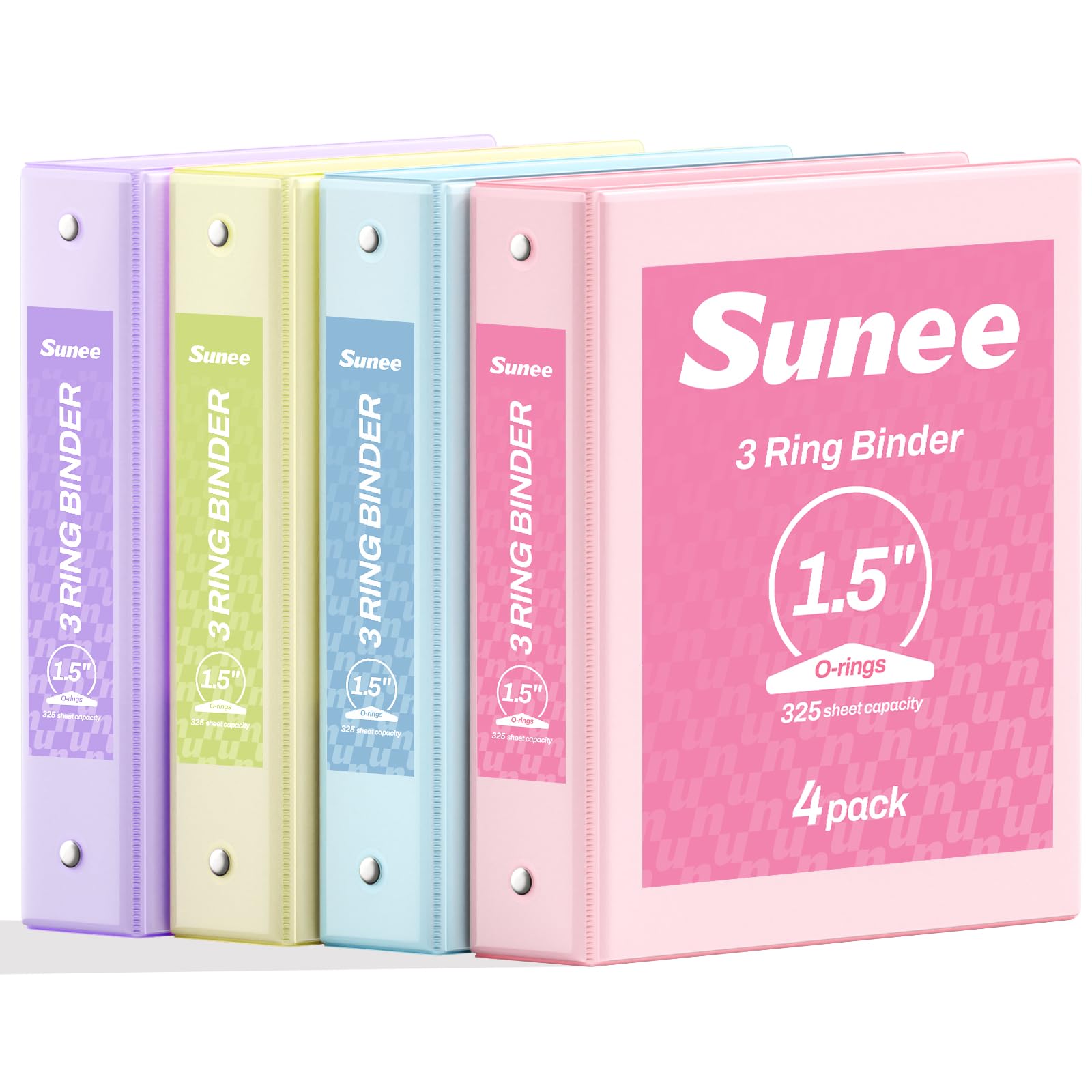 SUNEE 1.5 Inch Binders 3 Ring 4 Pack, Clear View 1 1/2 Inch Binders Three Ring PVC-Free (Fit 8.5x11