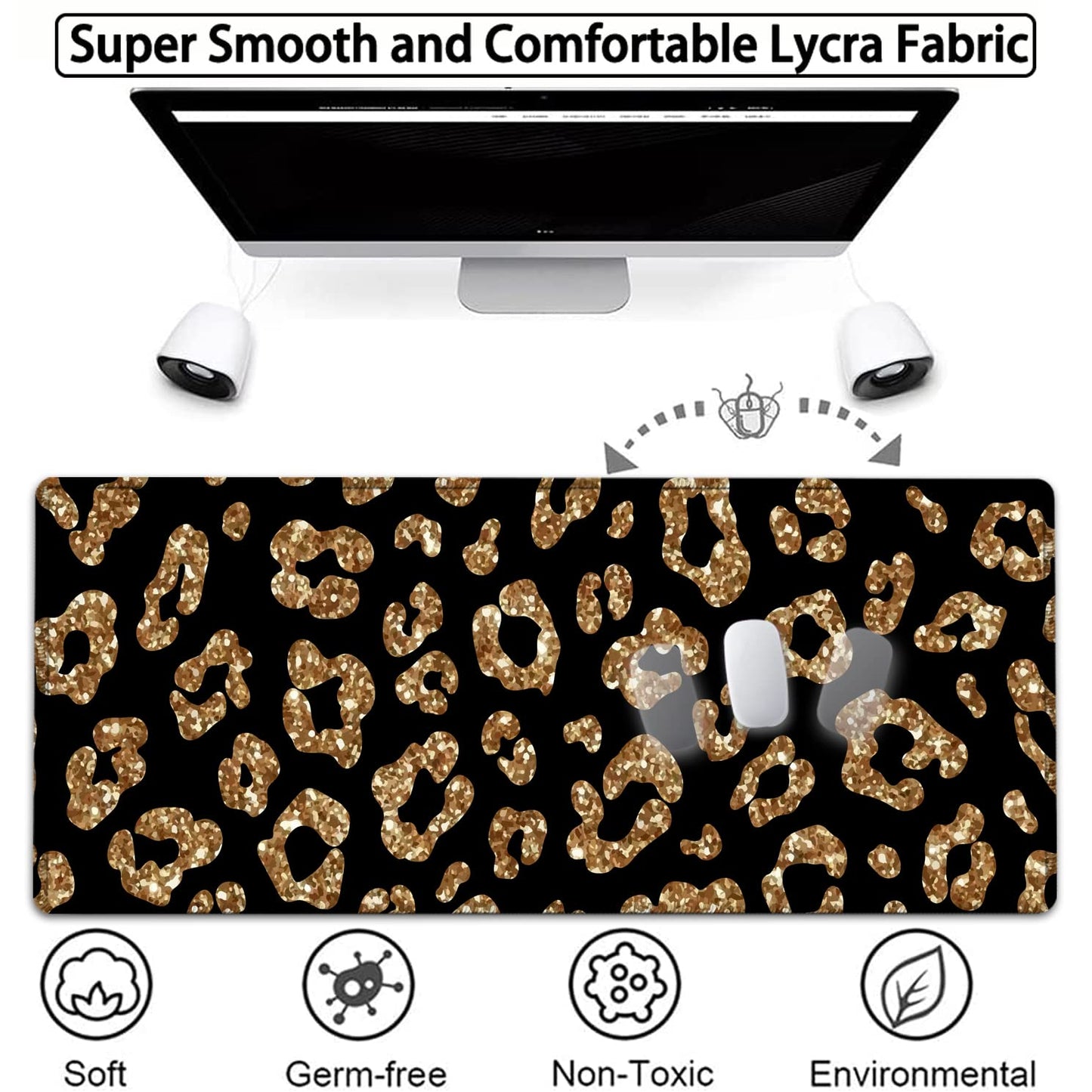 Large Gaming Mouse Pad, 31.5x11.8 in Extended Computer Mouse Mat with Non-Slip PU Base, Ergonomic