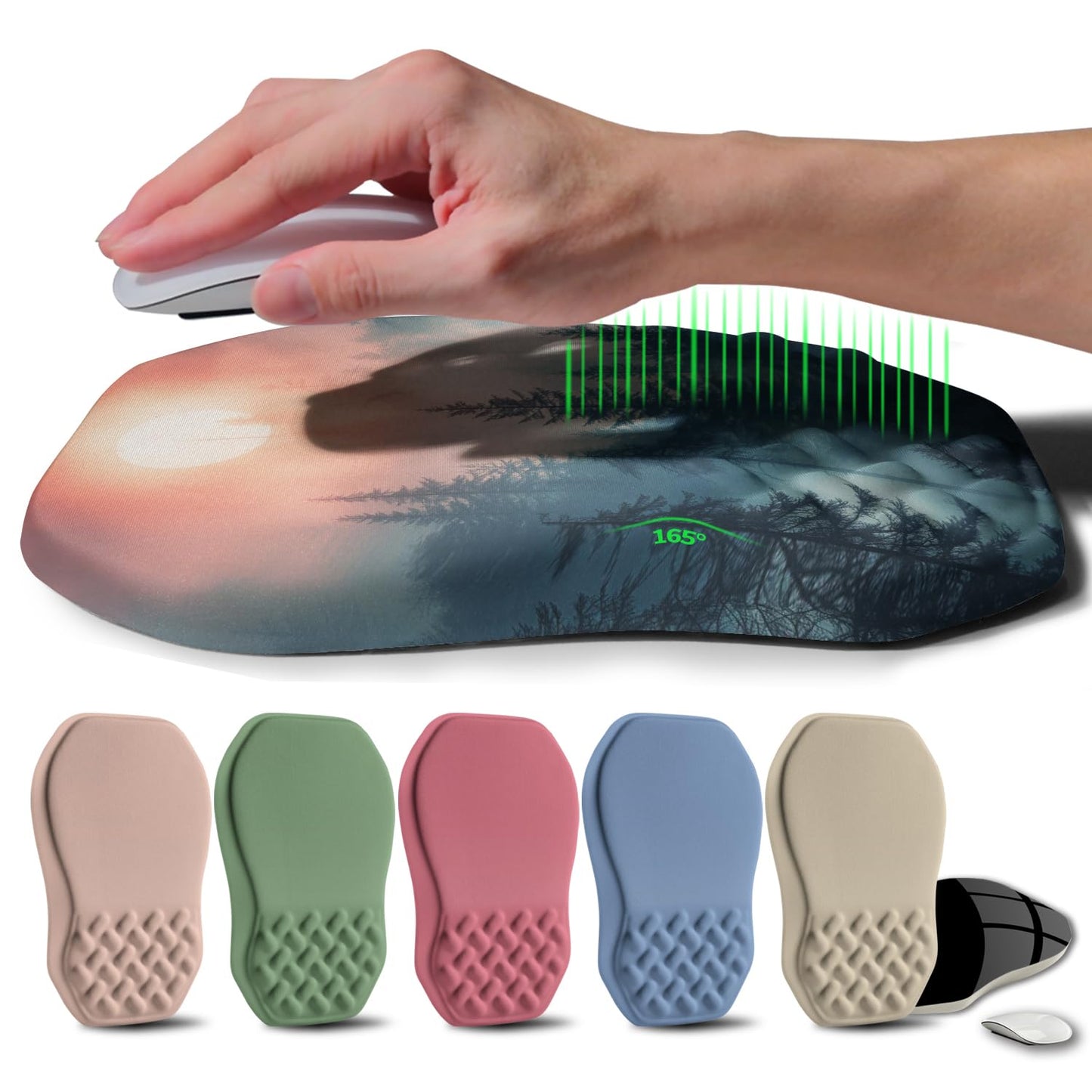 Gleamtide Ergonomic Raised Mouse Pad Wrist Support with Bilateral Slope Memory Foam Mousepad for