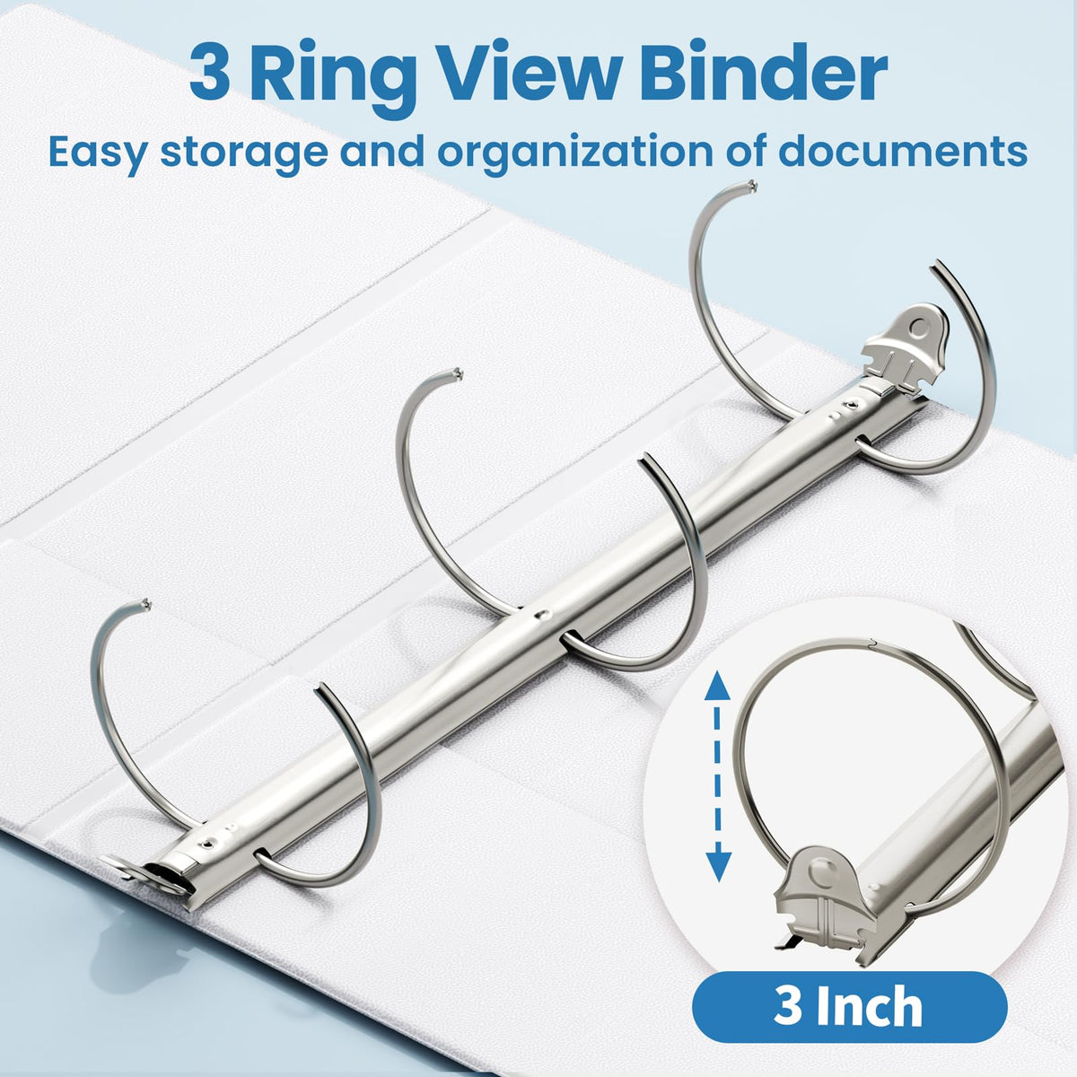 SUNEE 3 Inch Binders 3 Ring 12 Pack, Large 3" Clear View Binders Bulk Three Ring PVC-Free (Fit
