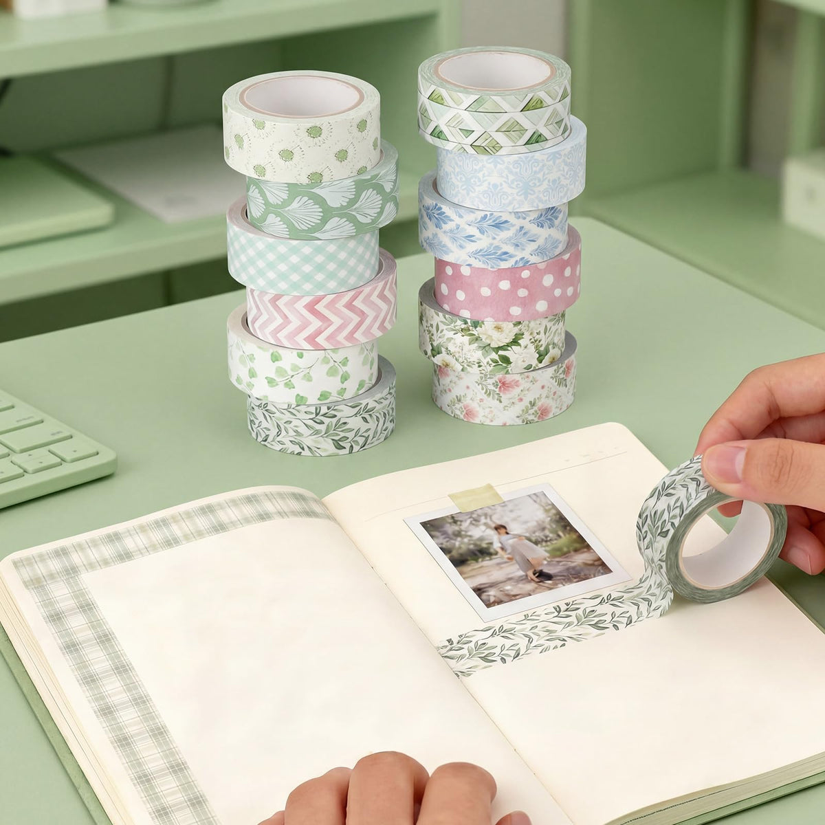 YooNotee 12 Rolls Floral Washi Tape Set,Watercolor,Garden