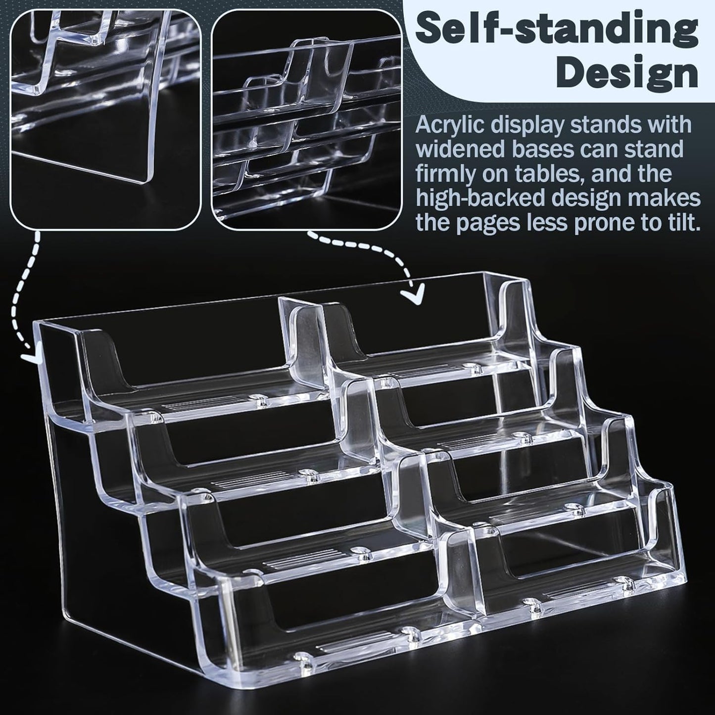 xydstay Acrylic 4-Tier Business Card Holder for Desk with 8 Pockets, 2 Pack