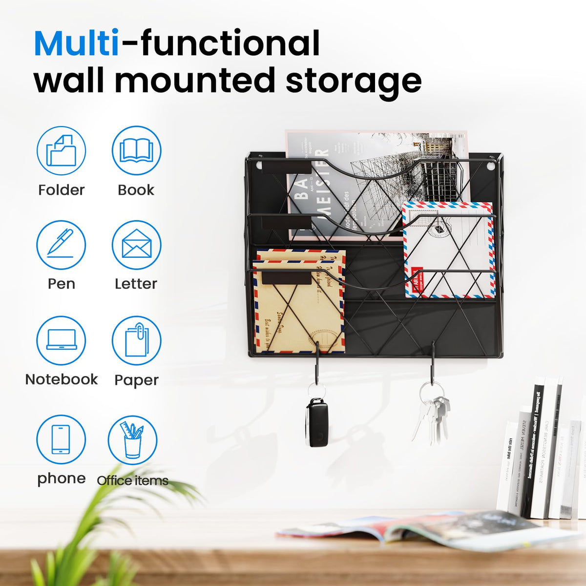 Patvingot Strong Magnetic File Holder, 3-Tier No-Drill Organizer