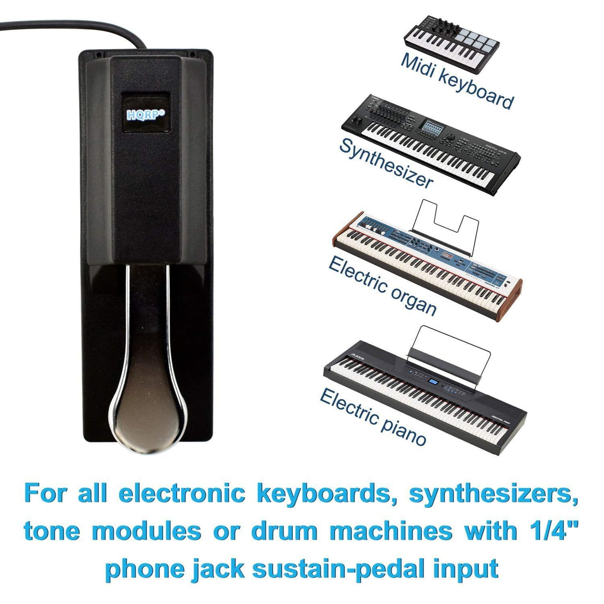 HQRP Sustain Pedal compatible with Yamaha YPG-235 / YPG-535 / YPT-230 / YPT-330 / YPT-240 /