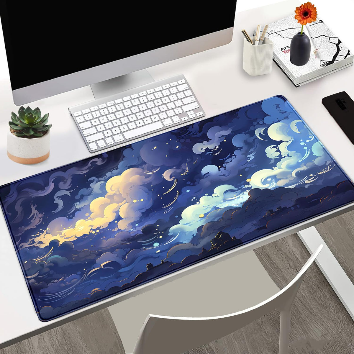 Pastel Large Mouse Pad Blue Desk Mat Aesthetic Sky Kawaii Gaming Mouse Pad XXL Keyboard Computer