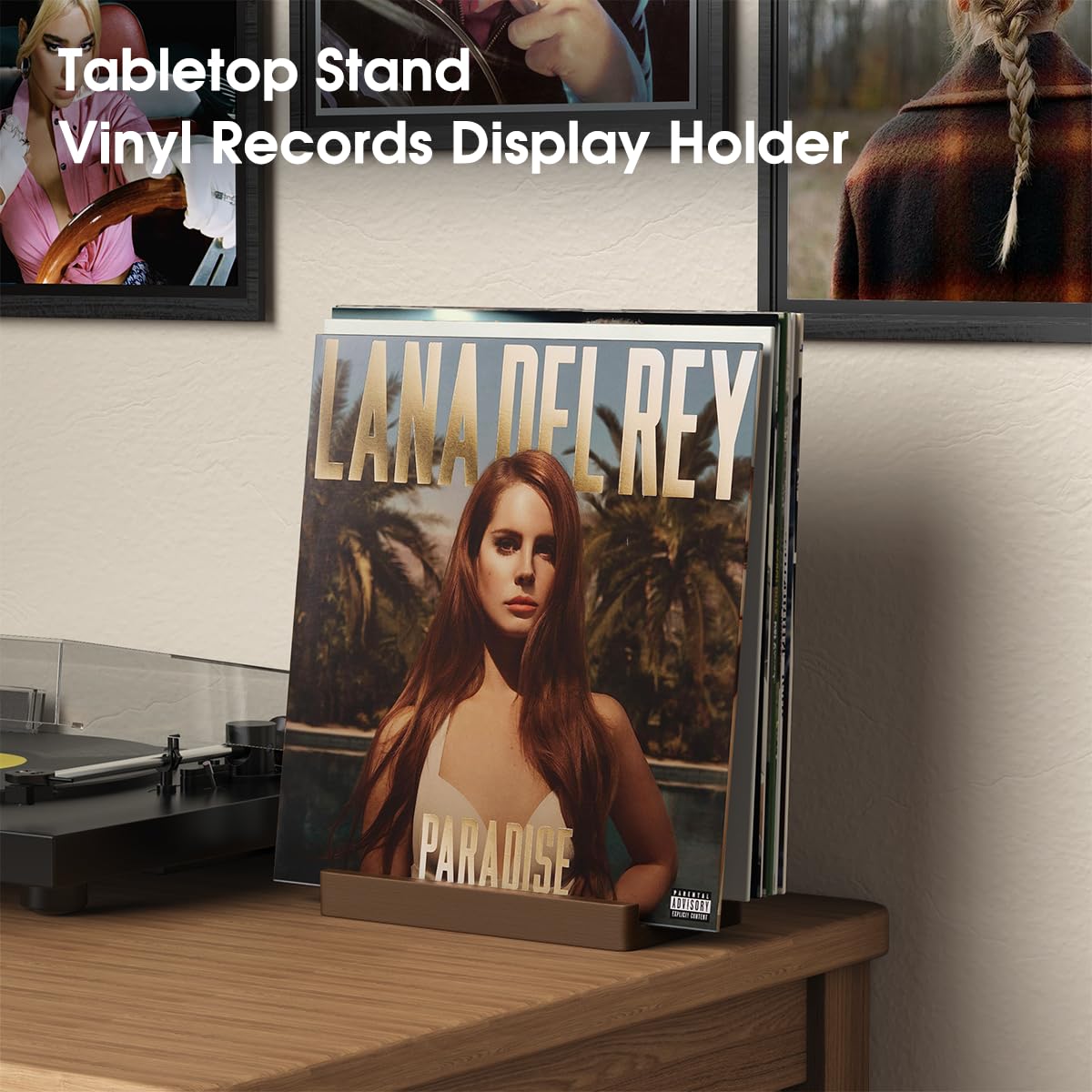TAKMORK Record Holder Vinyl Display Storage: Vinyl Record Storage Holder Solid Wood Albums Stand