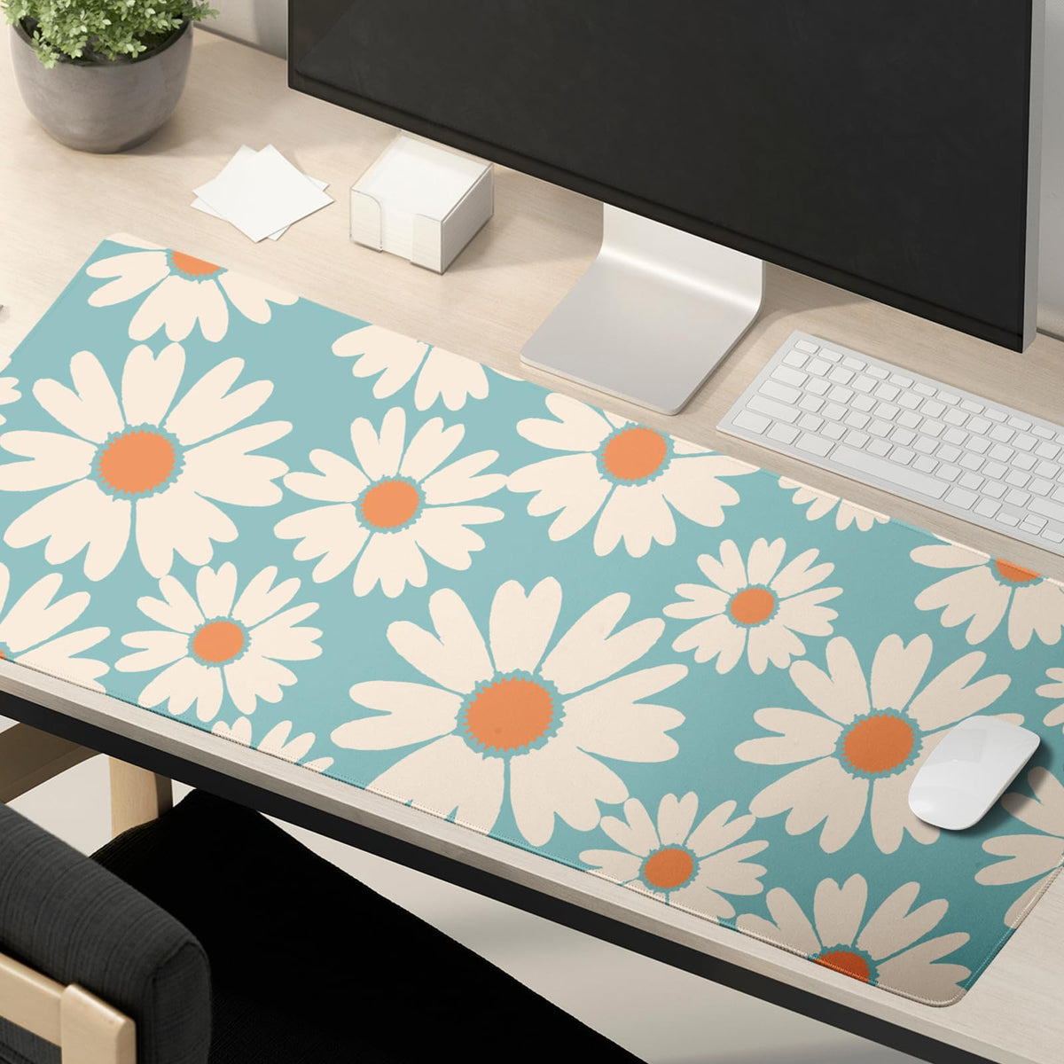 Blue Daisy Floral Mouse Pad XXL Large Gaming Mouse Pad 35.4"X15.7" Cute Daisy Flowers Desk Mat for