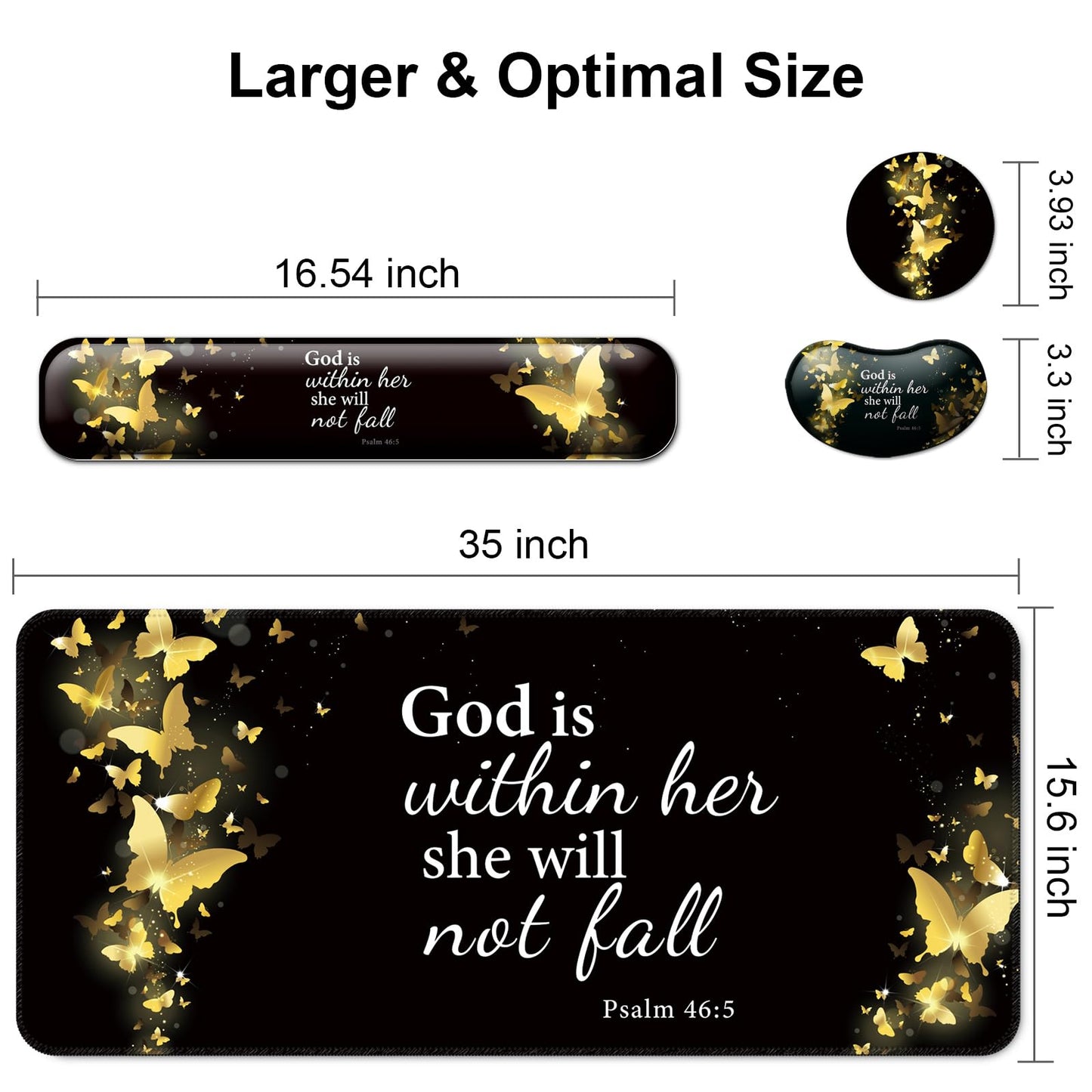 4 in 1 Mouse Pad and Keyboard Wrist Rest,Large Desk Mat,Coaster Set-Gold