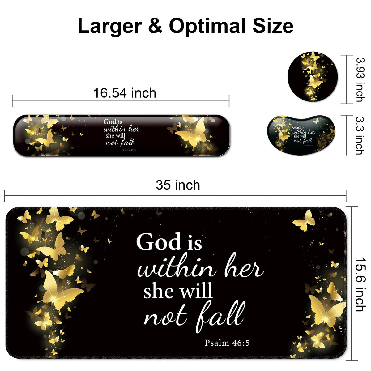 4 in 1 Mouse Pad and Keyboard Wrist Rest,Large Desk Mat,Coaster Set-Gold
