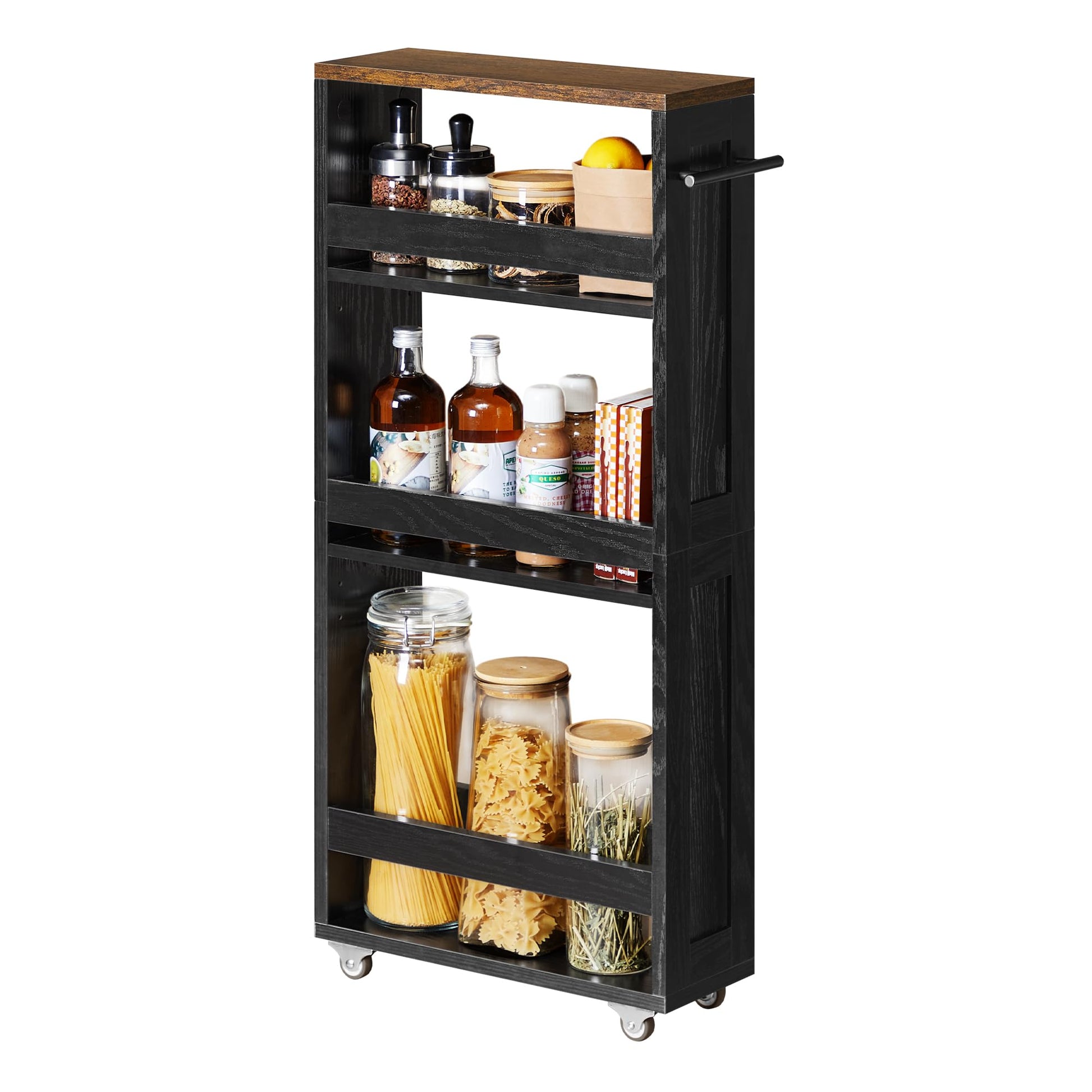 VASAGLE 4-Tier Slide-Out Storage Cart, Slim Kitchen Cart with Wheels