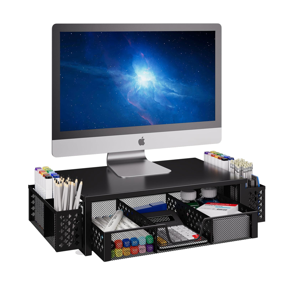 Simple Trending Monitor Stand Riser, Desk Organizer and Accessories, Black