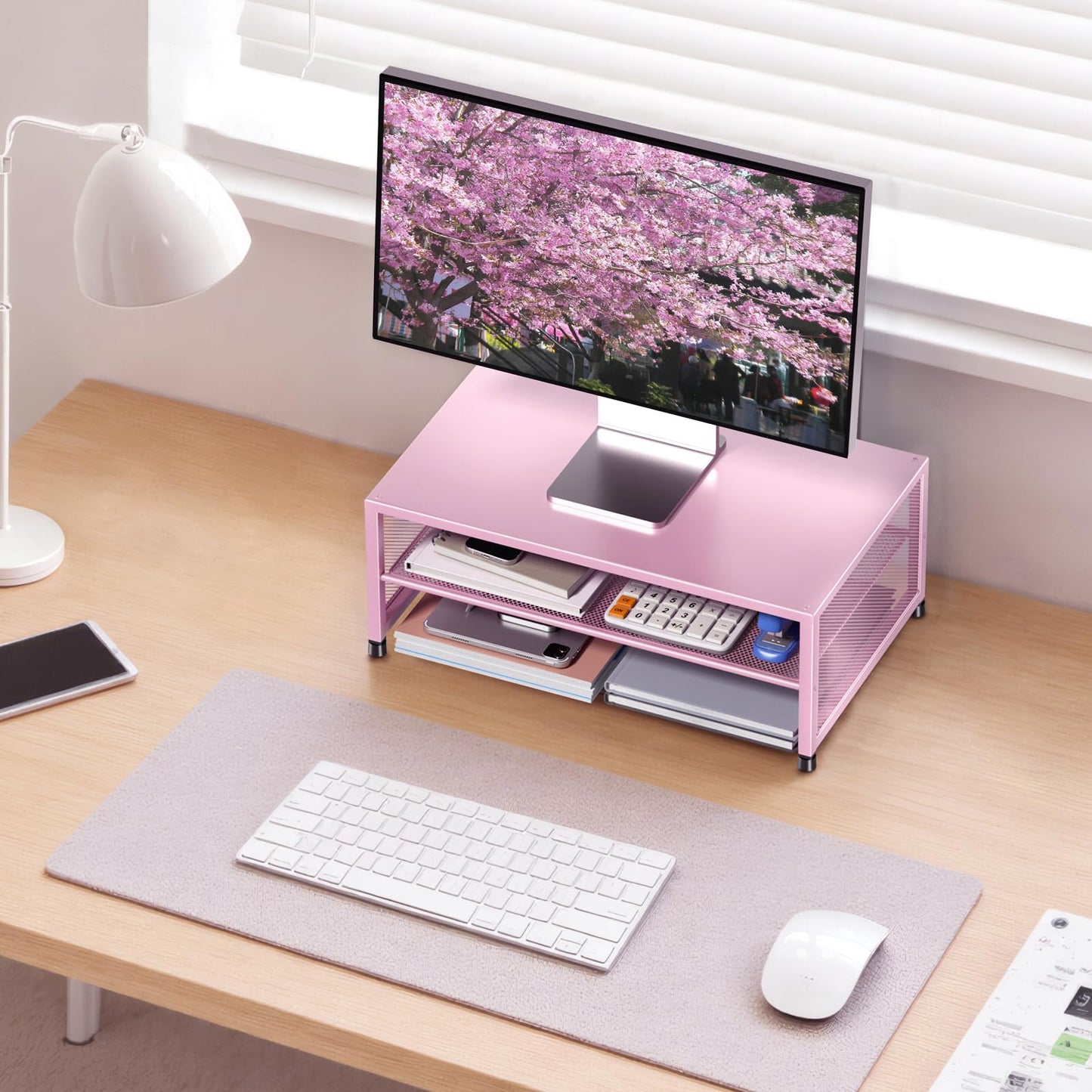ECOLOVI 2-Tier Computer Monitor Stand Riser, Printer & Laptop Stand, Office Desk Accessories
