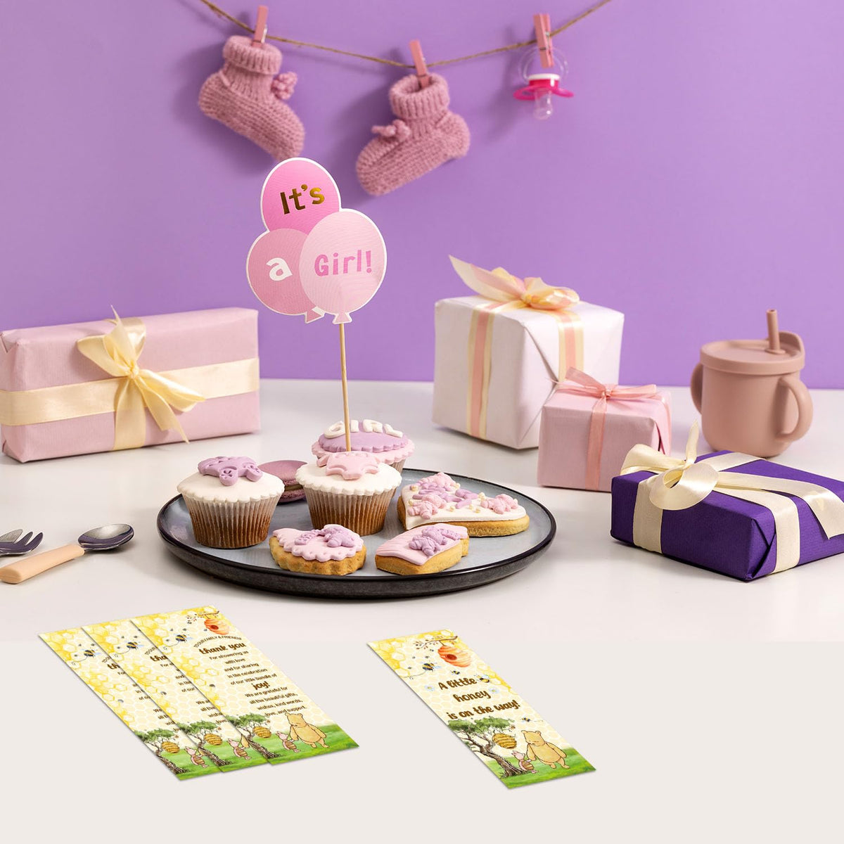 Toerifer 30 Pcs Winnie Baby Shower Favors for 30 Guest, Thank You Gift Sets, Included Bamboo Pens