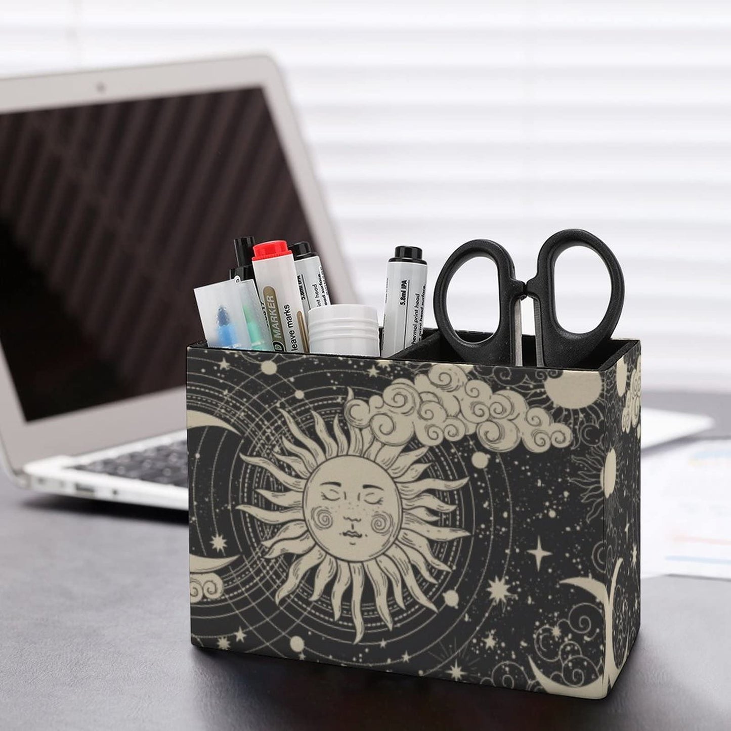 Niapessel Pencil Holder for Desk, Abstruse Astrology Sun Moon Pen Holder Storage Desktop Pen