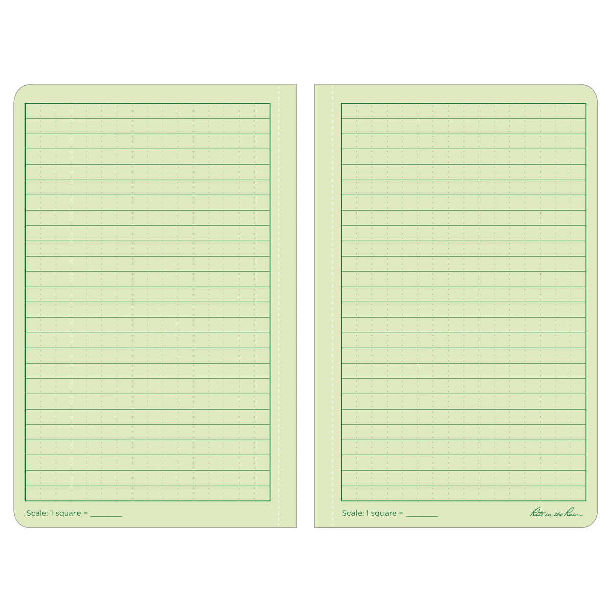 Rite in the Rain Weatherproof Soft Cover Notebook, 4.625" x 7.25", Green Cover, Universal Pattern