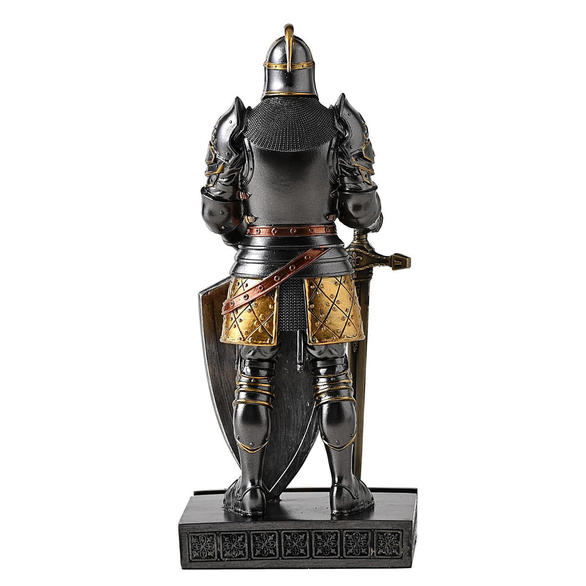 HDMbigmi King's Guard Knight Pen Holder Statue with Shield for Desk Iron