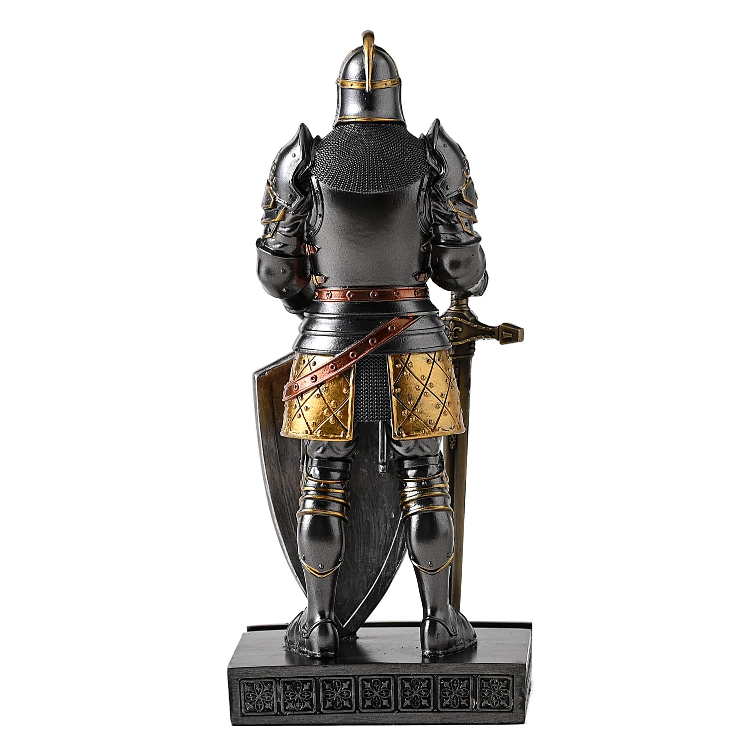 HDMbigmi King's Guard Knight Pen Holder Statue with Shield for Desk Iron