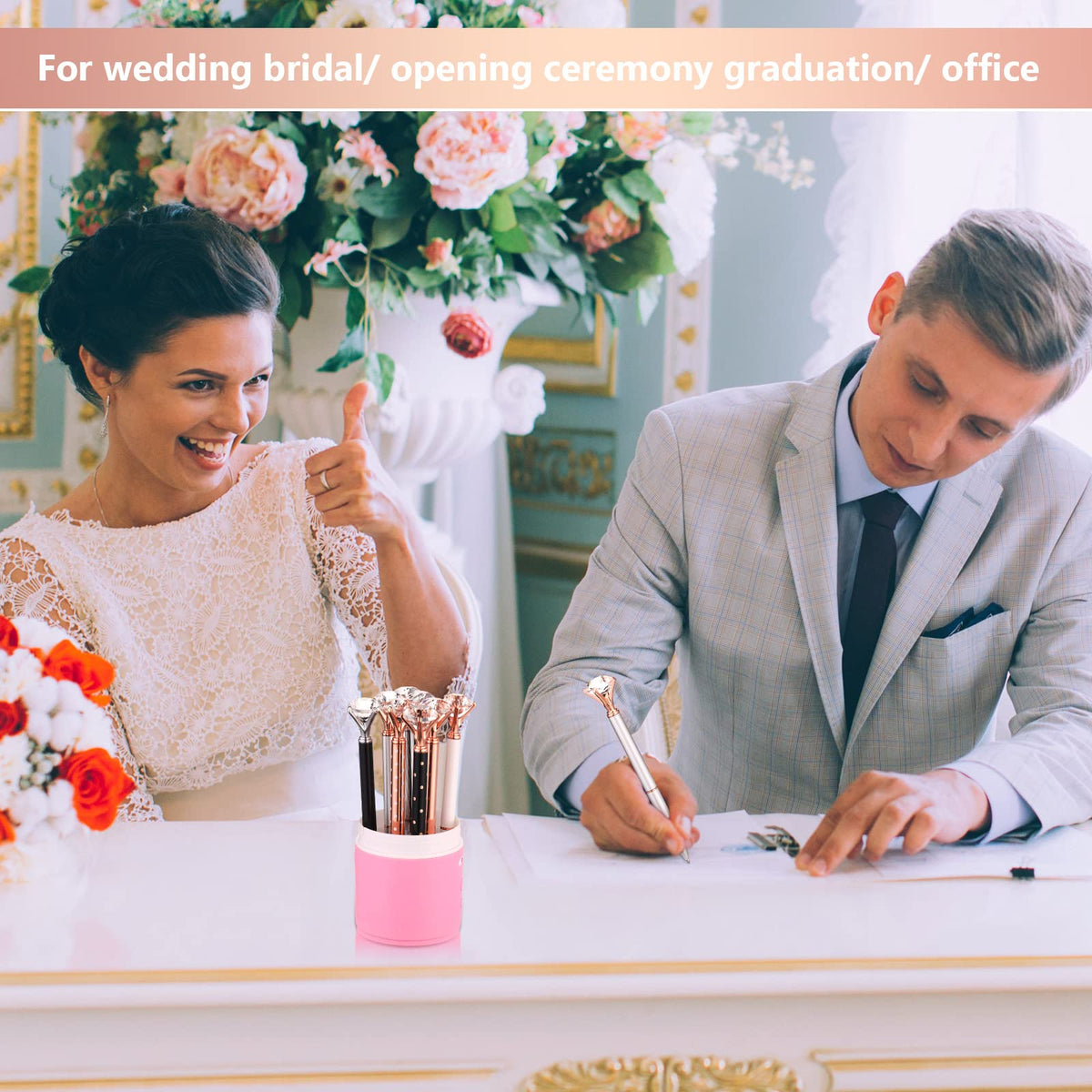 Leinuosen 50 Pcs Diamond Bridal Showers Pen Bulk, Classic Color