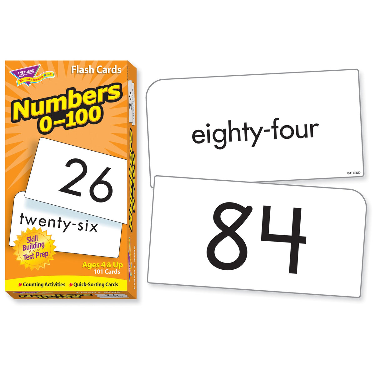 Trend Enterprises Numbers 0-100 Skill Drill Flash Cards, 101 Math Cards