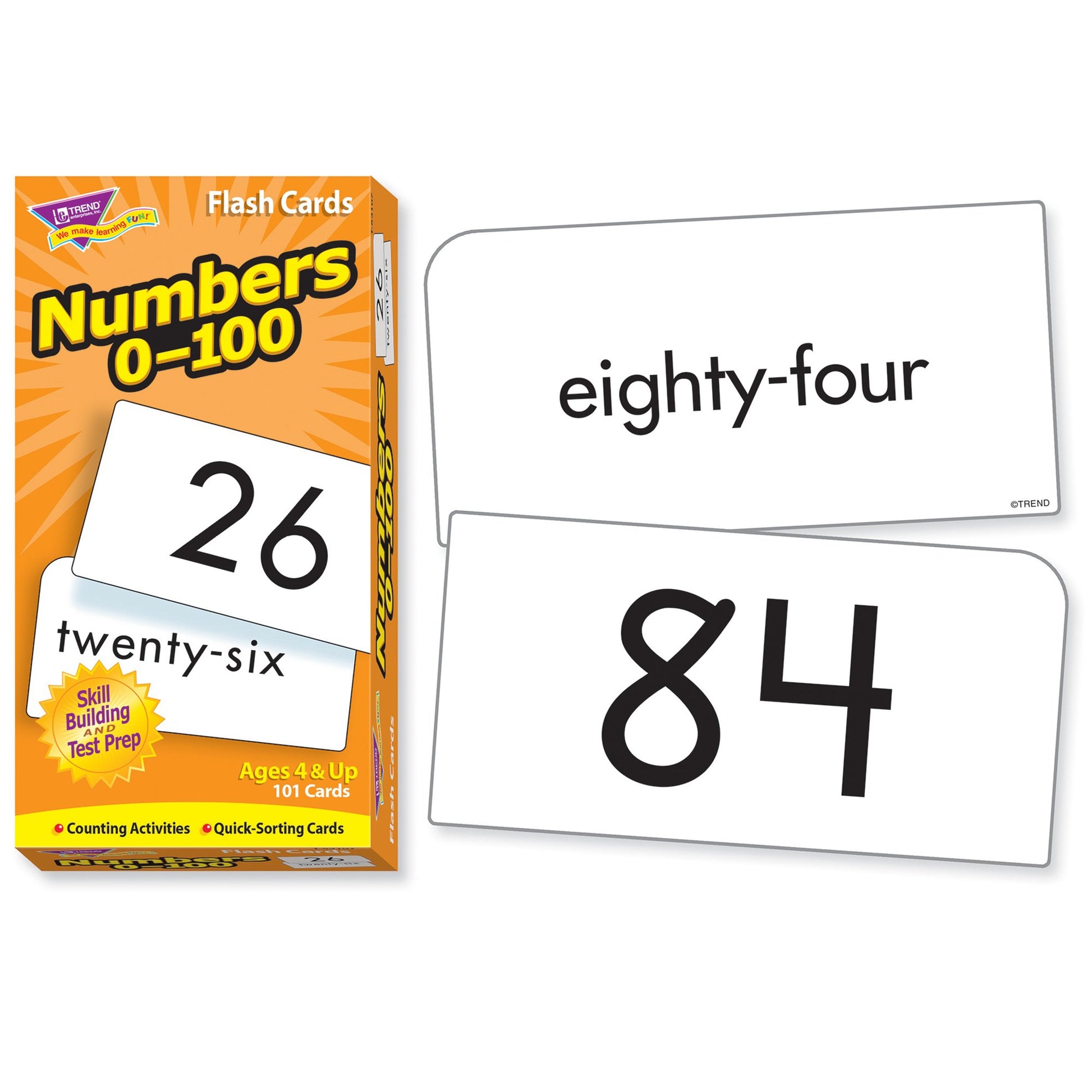 Trend Enterprises Numbers 0-100 Skill Drill Flash Cards, 101 Math Cards
