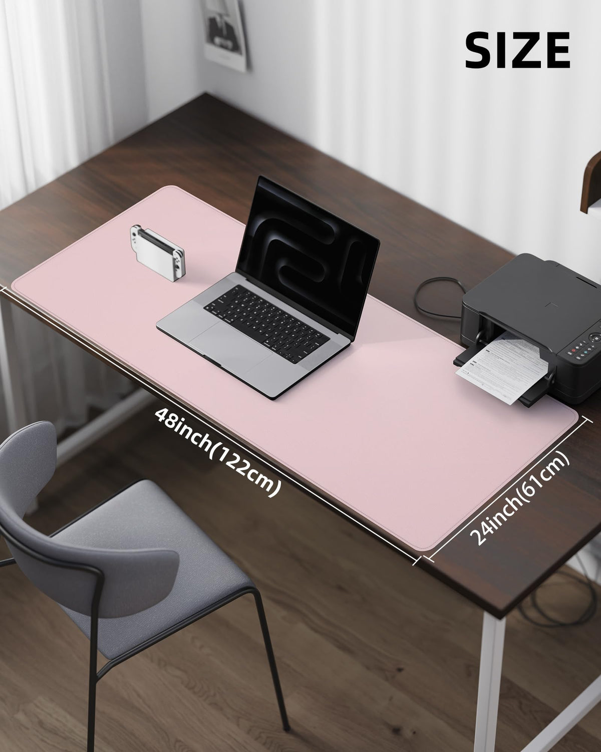 Leather Desk Pad Protector - 48 x 24 Computer Mat, Large Mouse Pad, Non-Slip, Waterproof PU Leather