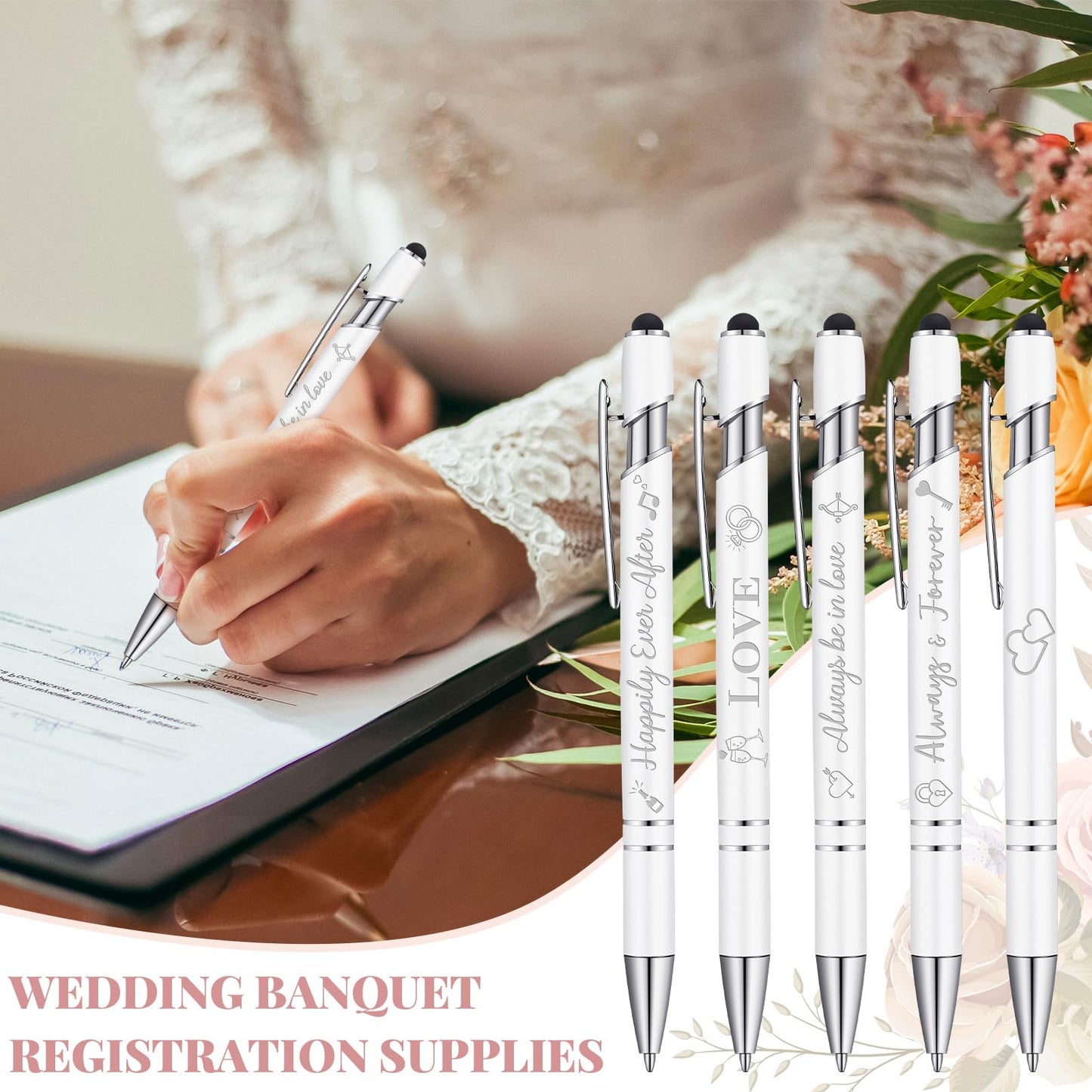 Kisston 36 Pcs Wedding Pen Bulk Bridal Shower Bachelorette Favor, White